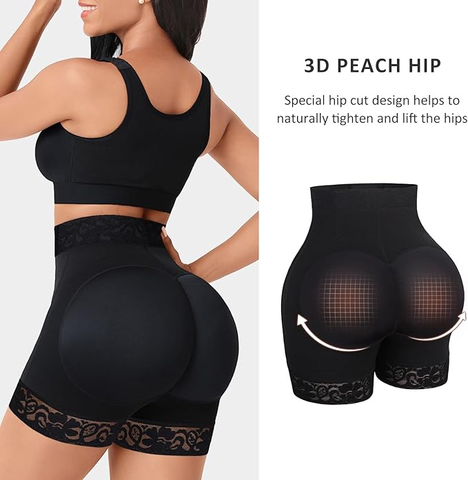 HeyCurve| High Waist Zipper Hip Lift Lace Shorts
