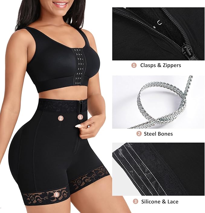 HeyCurve| High Waist Zipper Hip Lift Lace Shorts