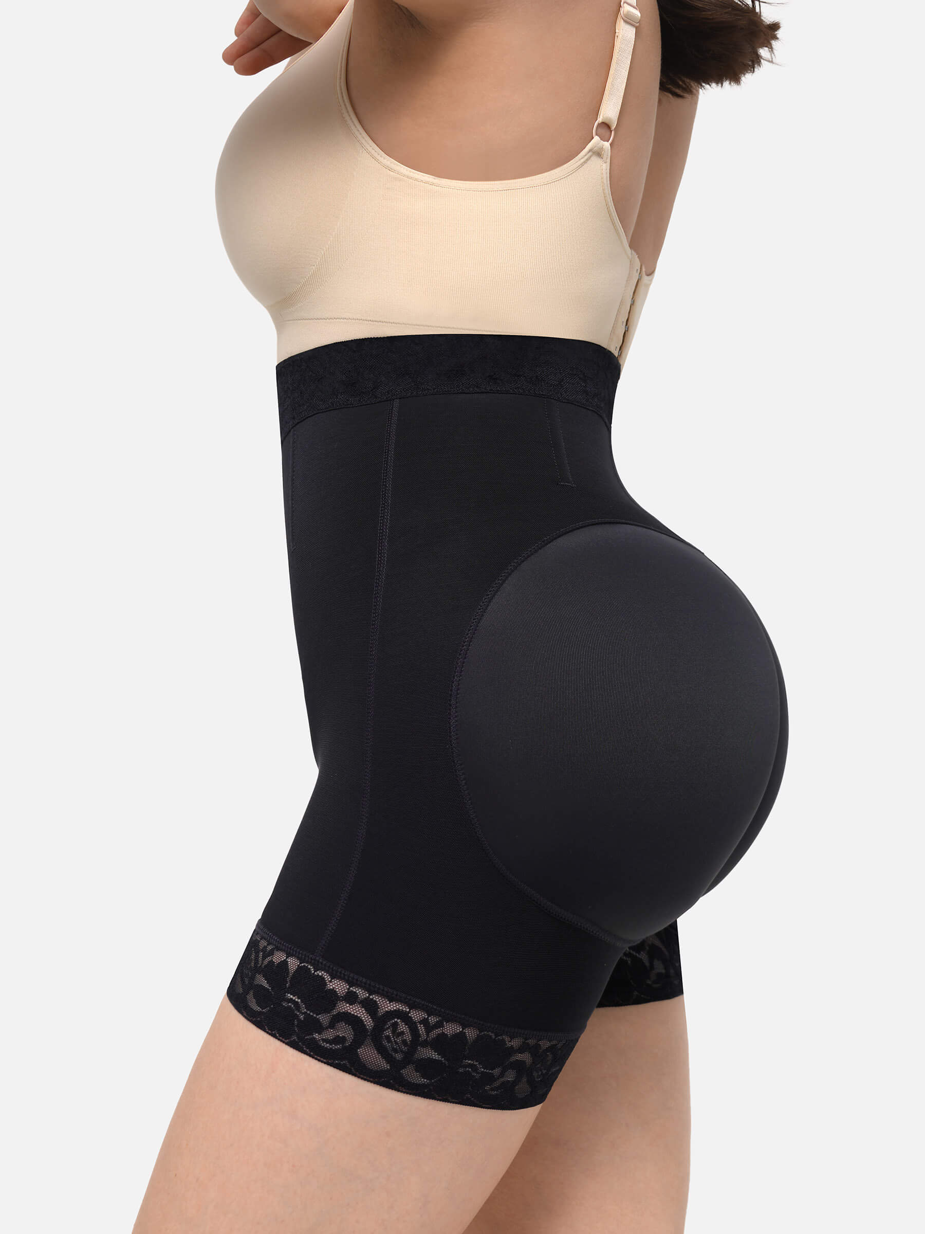 HeyCurve| High Waist Zipper Hip Lift Lace Shorts
