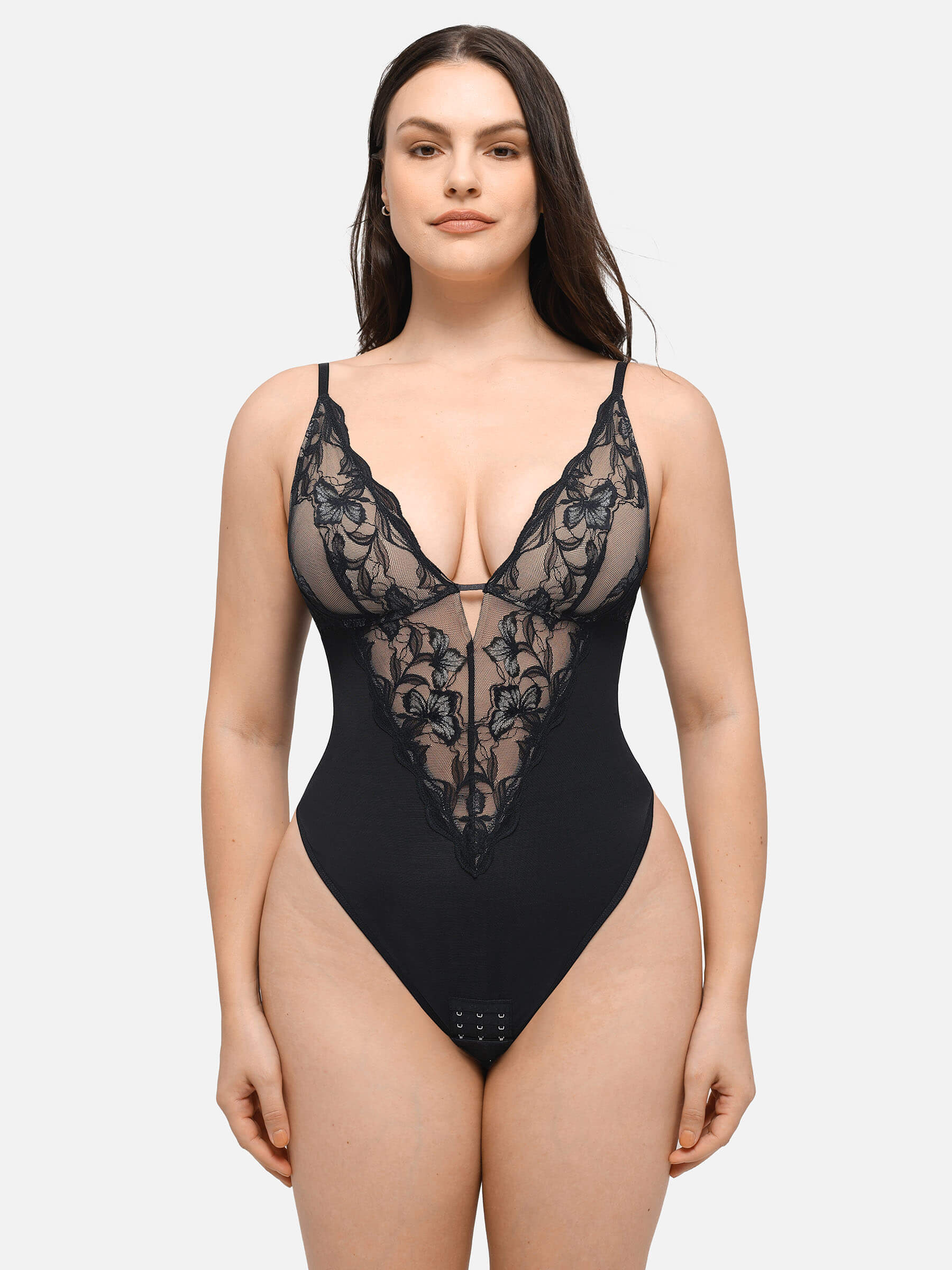 HeyCurve| Sculpting Lace Shapewear Thong Bodysuit