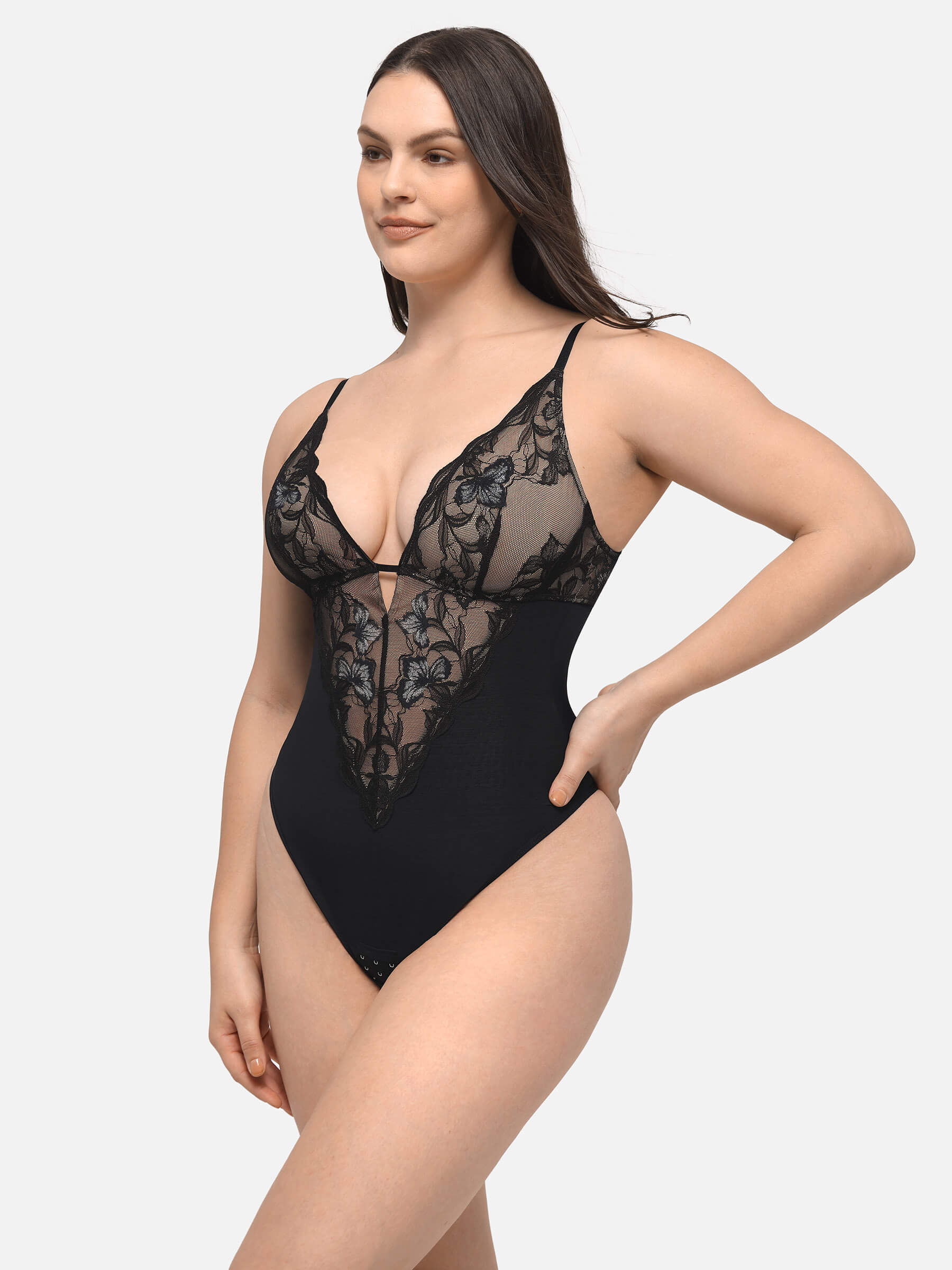 HeyCurve| Sculpting Lace Shapewear Thong Bodysuit