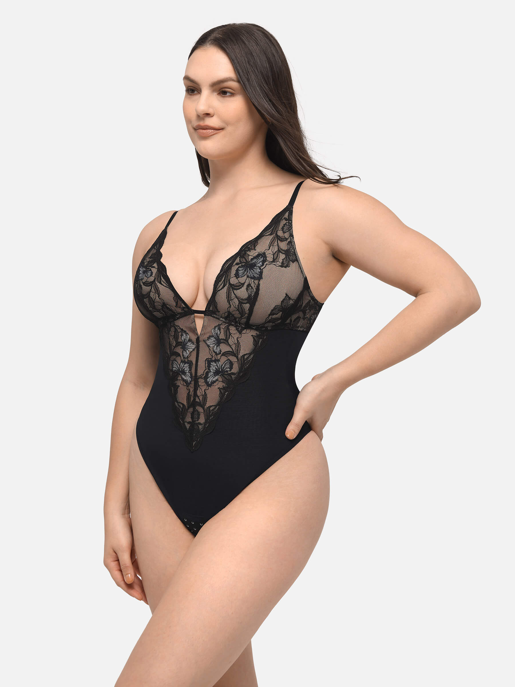HeyCurve| Lace Shapewear Thong Shaping Bodysuit