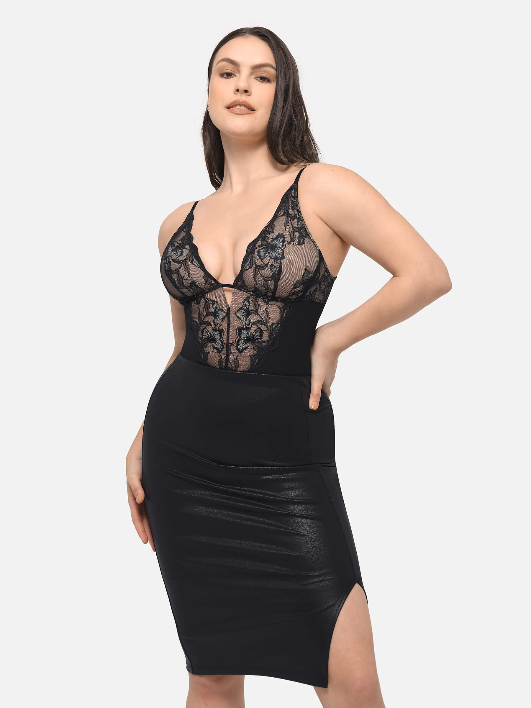 HeyCurve| Lace Shapewear Thong Shaping Bodysuit