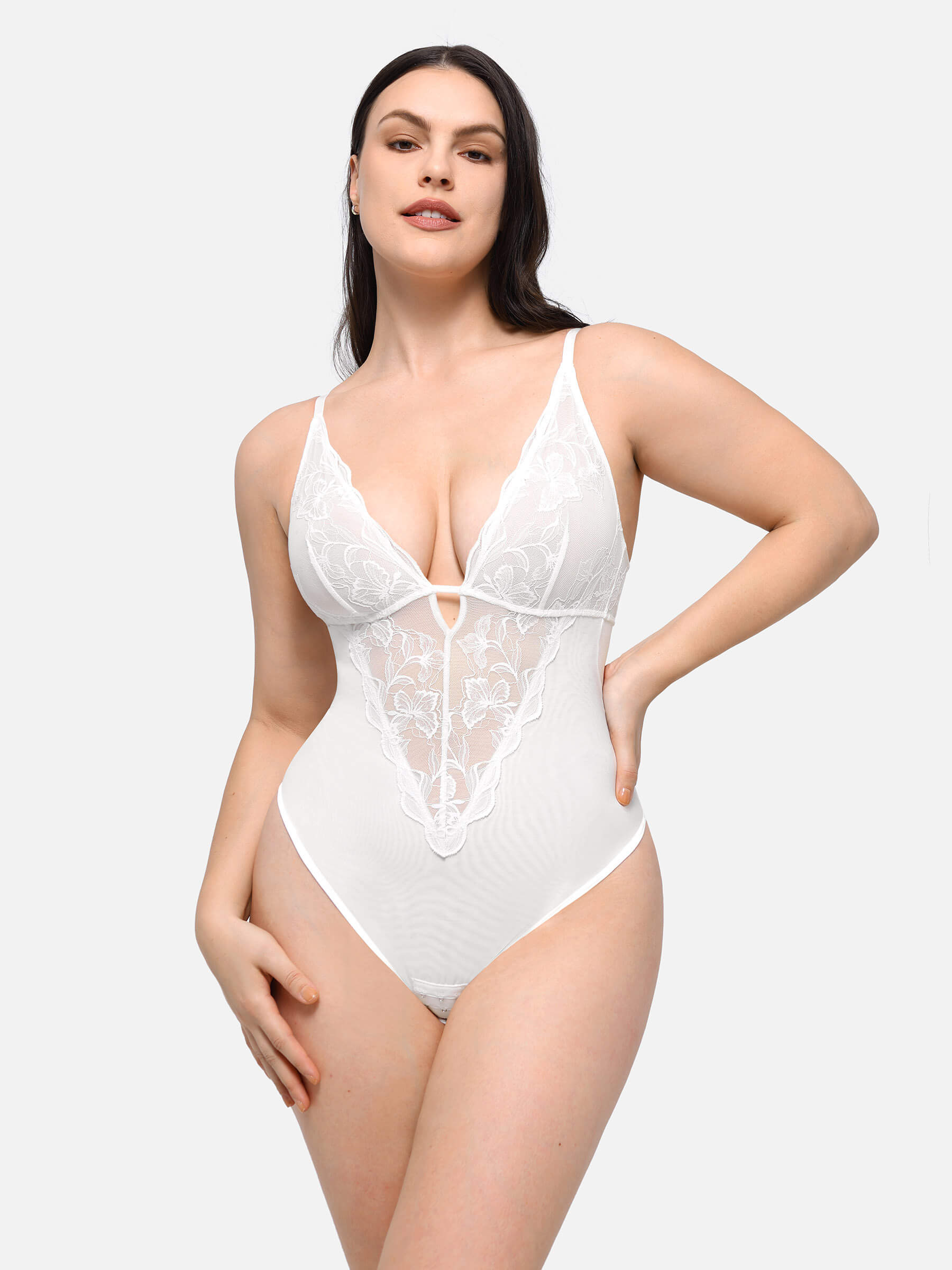 HeyCurve| Lace Shapewear Thong Shaping Bodysuit