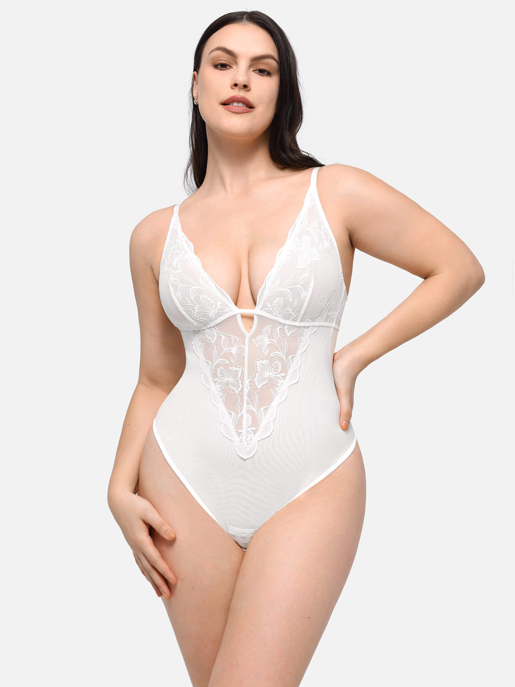 HeyCurve| Sculpting Lace Shapewear Thong Bodysuit