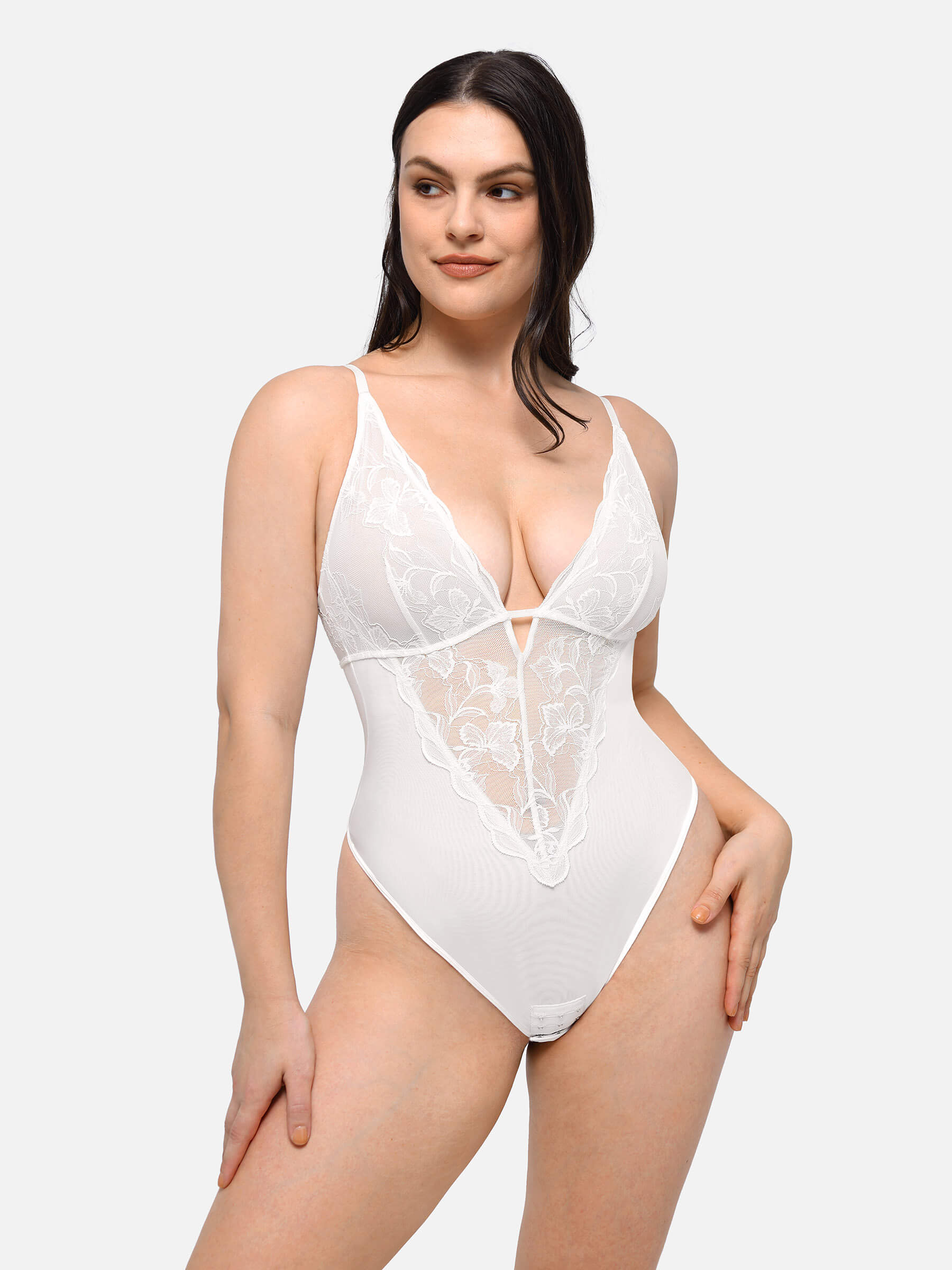 HeyCurve| Lace Shapewear Thong Shaping Bodysuit