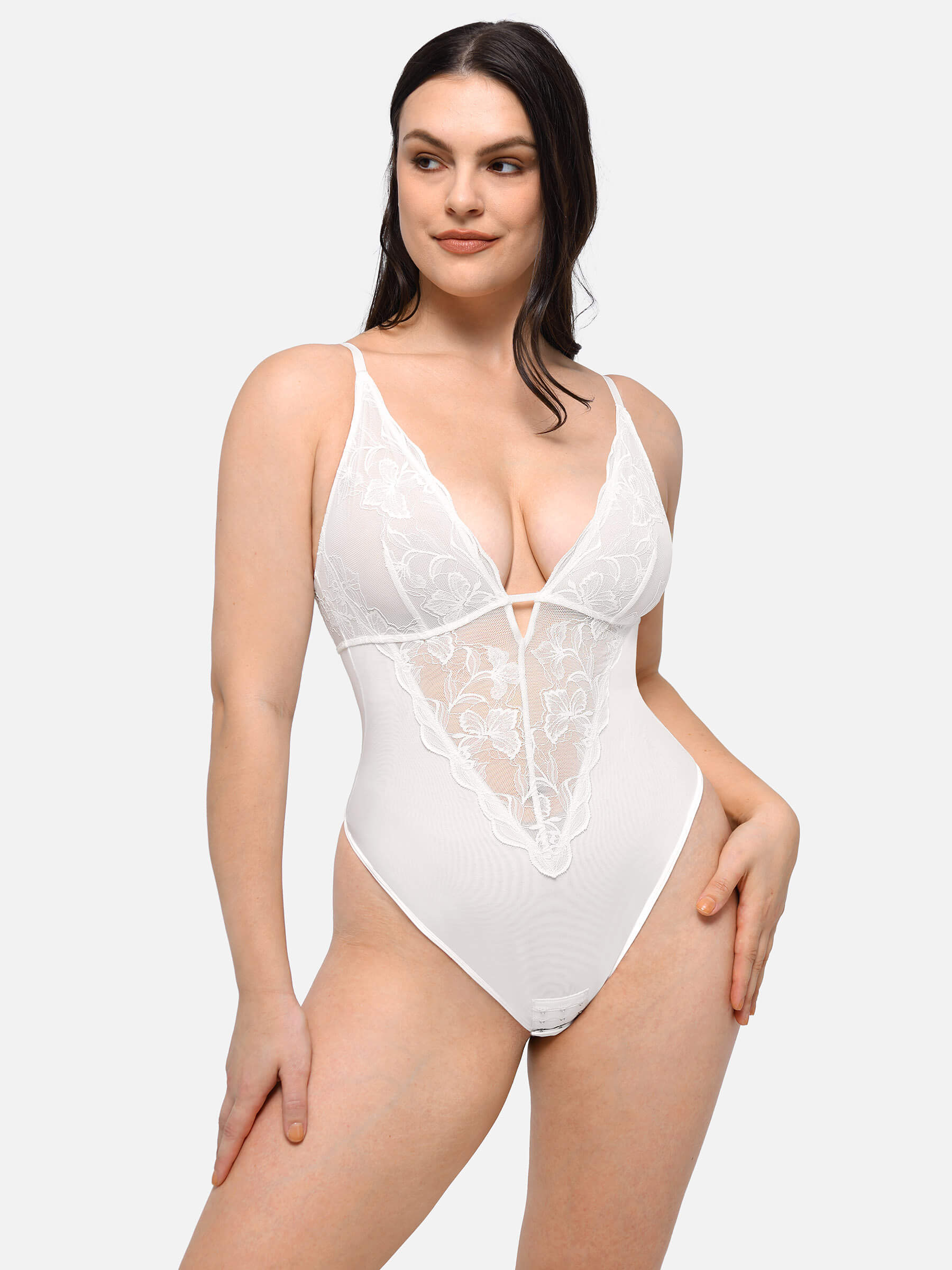HeyCurve| Sculpting Lace Shapewear Thong Bodysuit