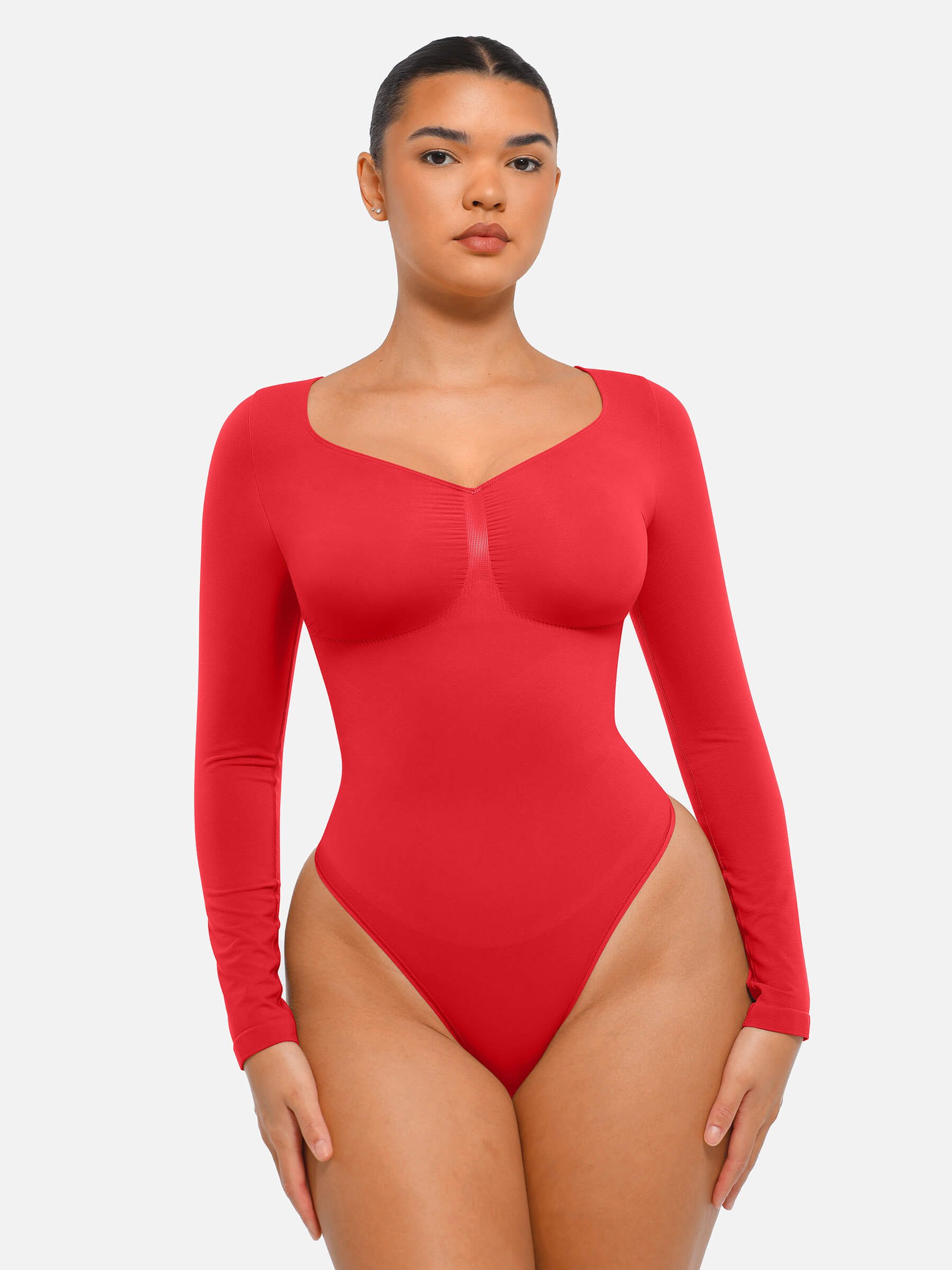 HeyCurve| Seamless Long Sleeve Tummy Control Thong Bodysuit