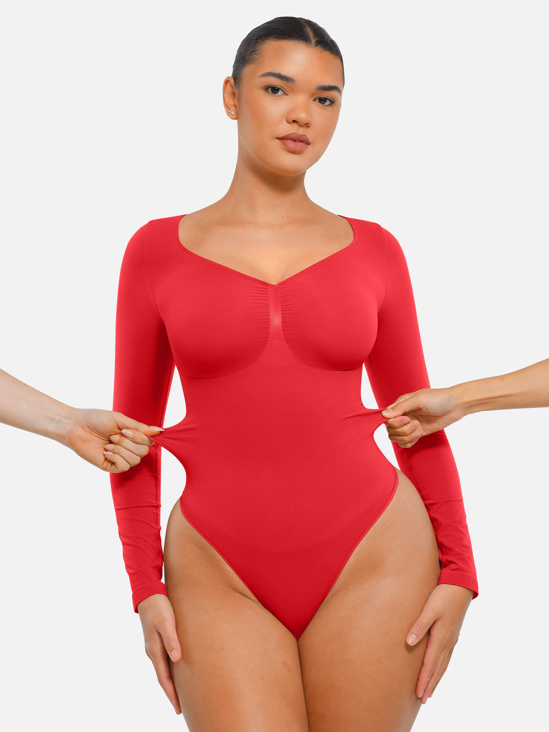 HeyCurve| Seamless Long Sleeve Tummy Control Thong Bodysuit