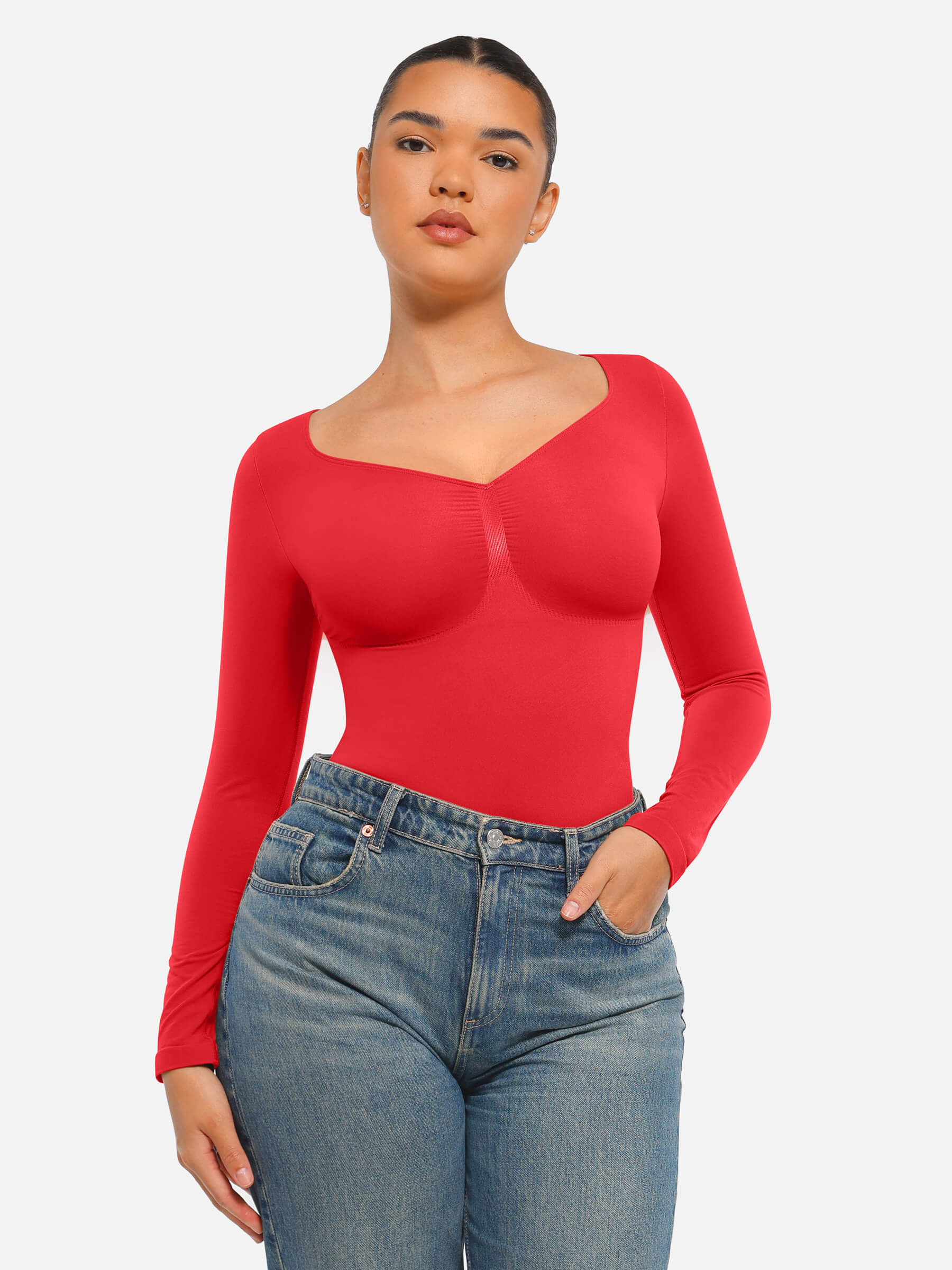 HeyCurve| Seamless Long Sleeve Tummy Control Thong Bodysuit