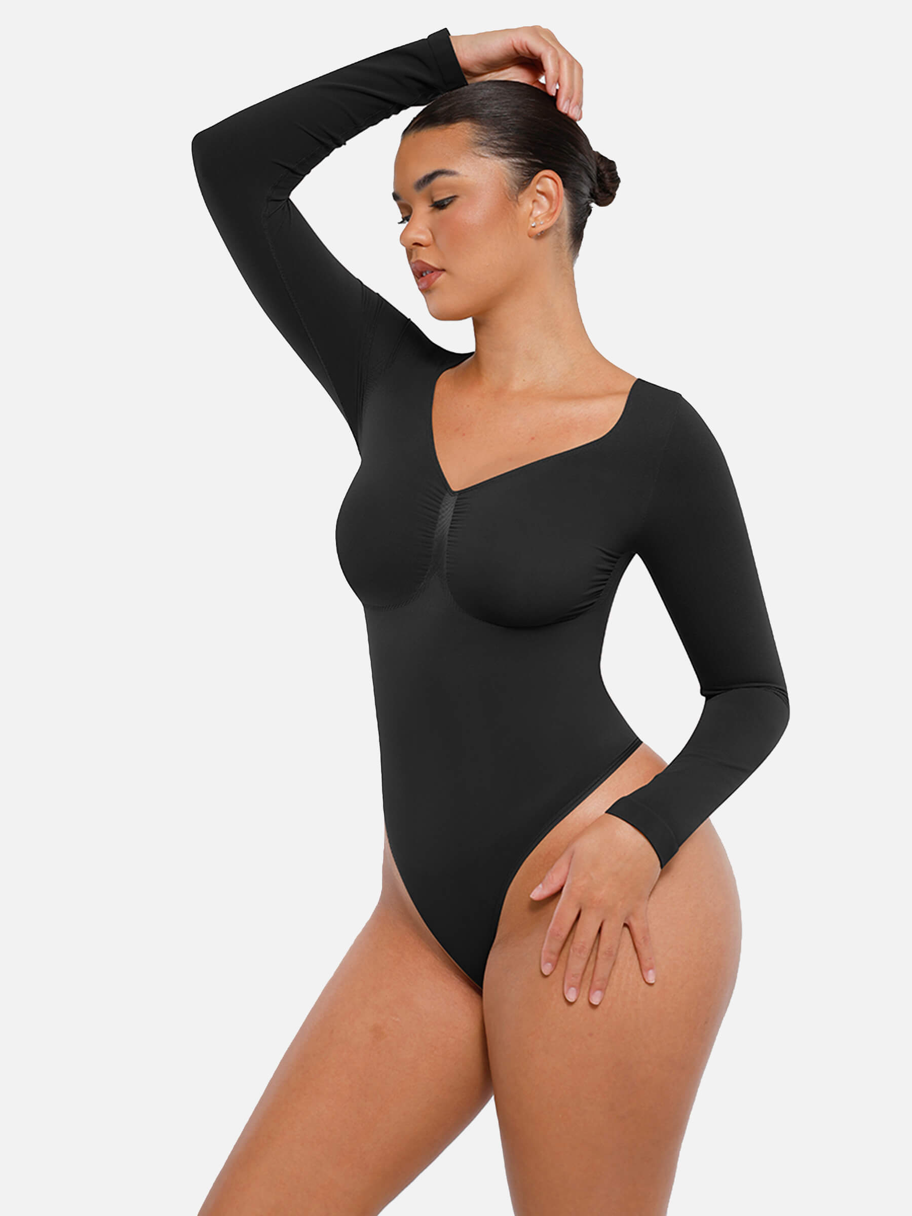 HeyCurve| Seamless Long Sleeve Tummy Control Thong Bodysuit