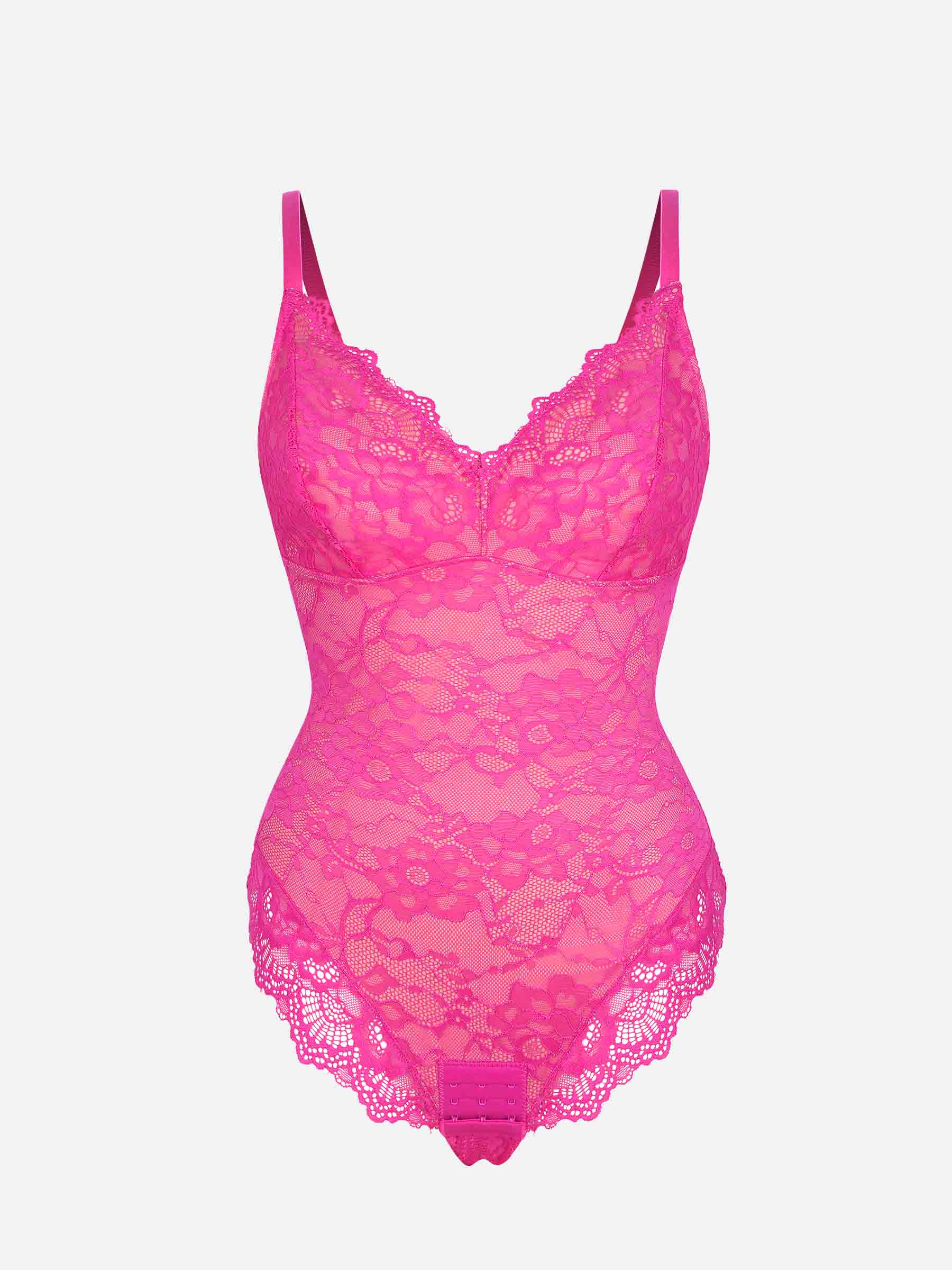 HeyCurve| Lace V Neck Full Bodysuit