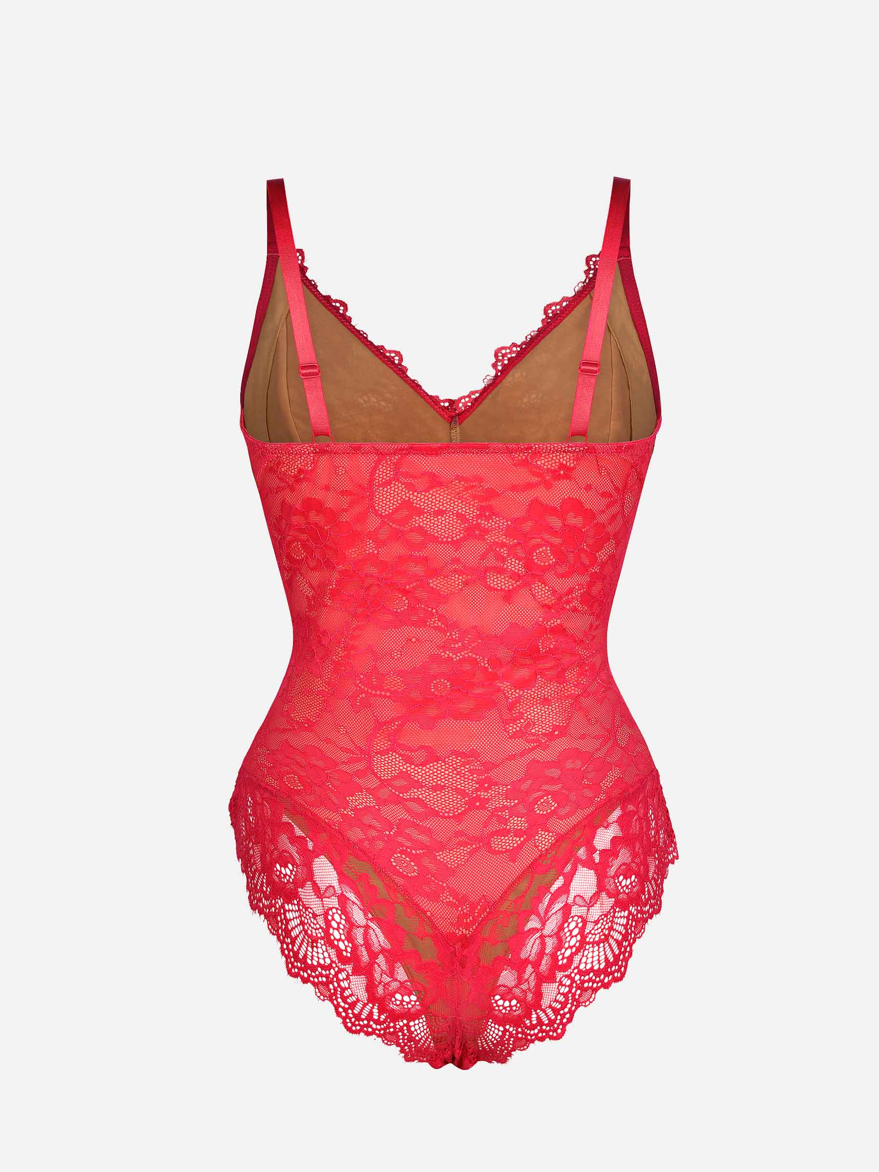 HeyCurve| Lace V Neck Full Bodysuit