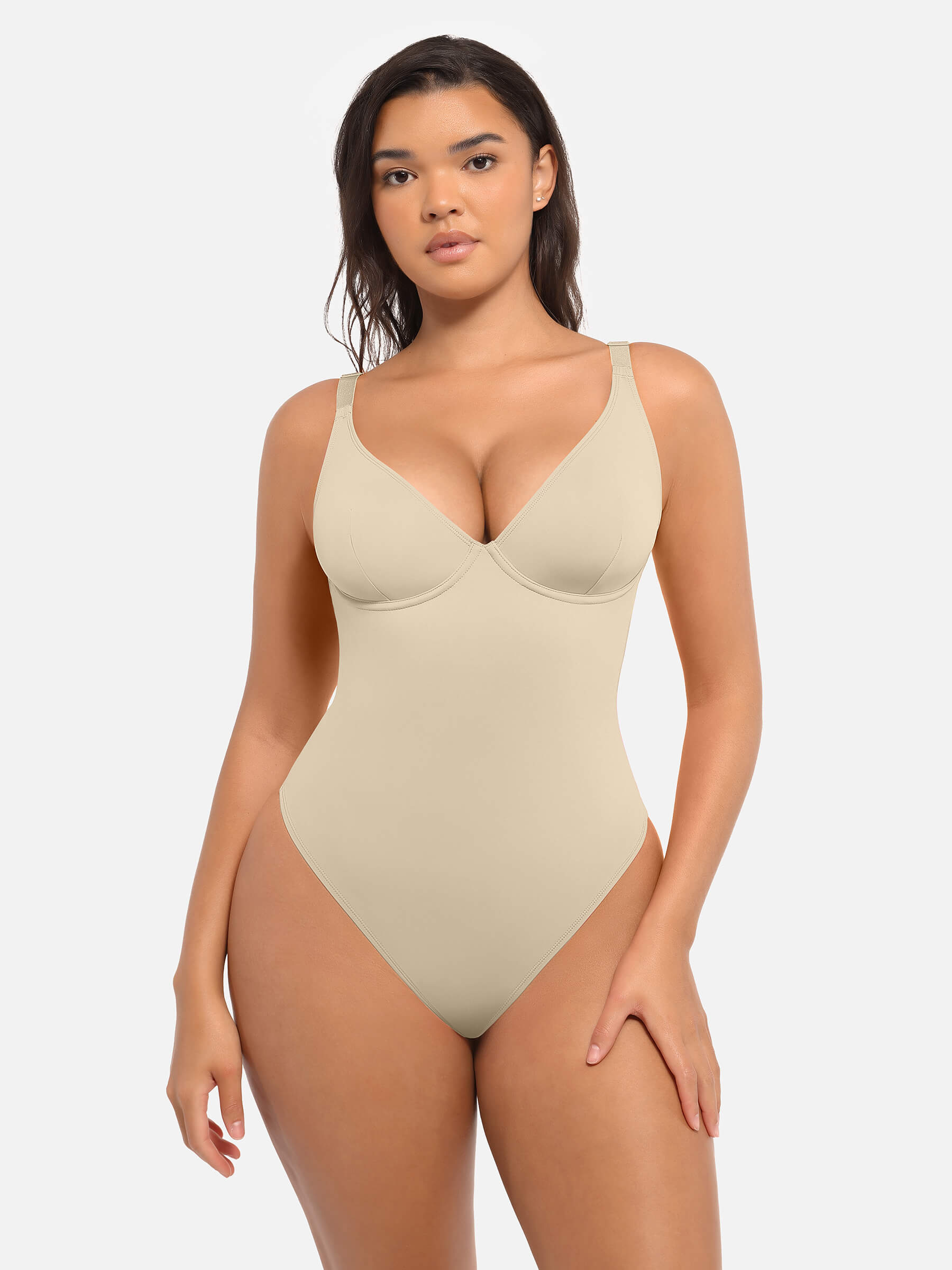 HeyCurve| V Neck Tummy Control Bodysuit