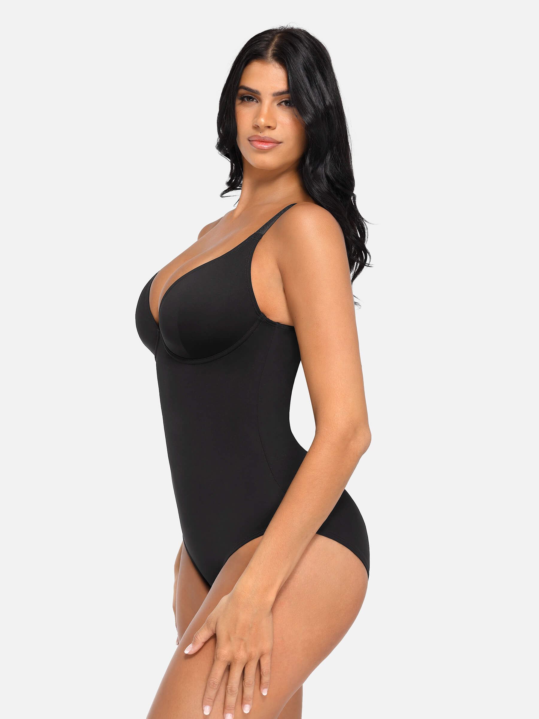 HeyCurve| V Neck Tummy Control Thong Bodysuit