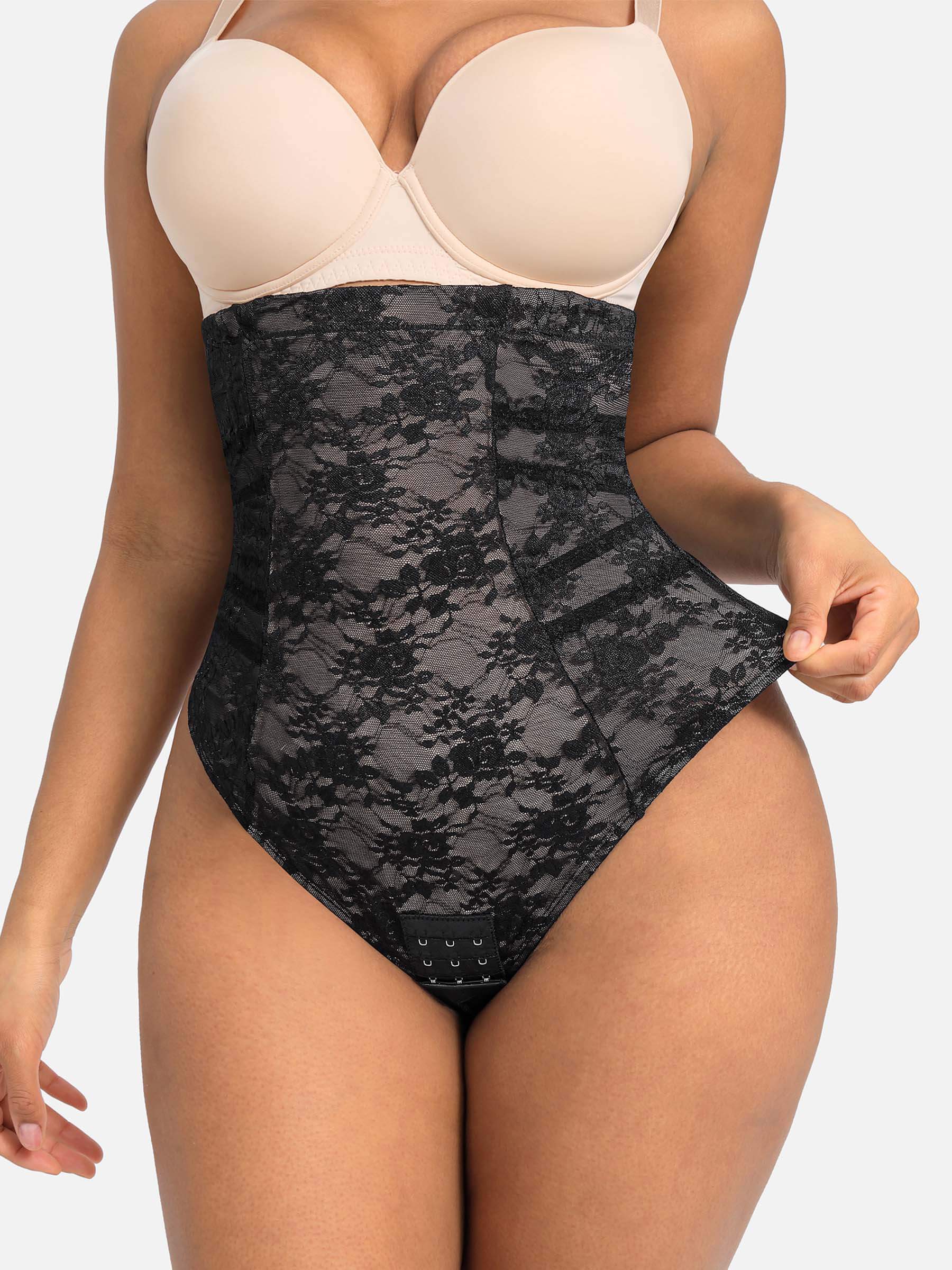 HeyCurve| Lace Patterned Tummy Tie Waist Shaping Thongs