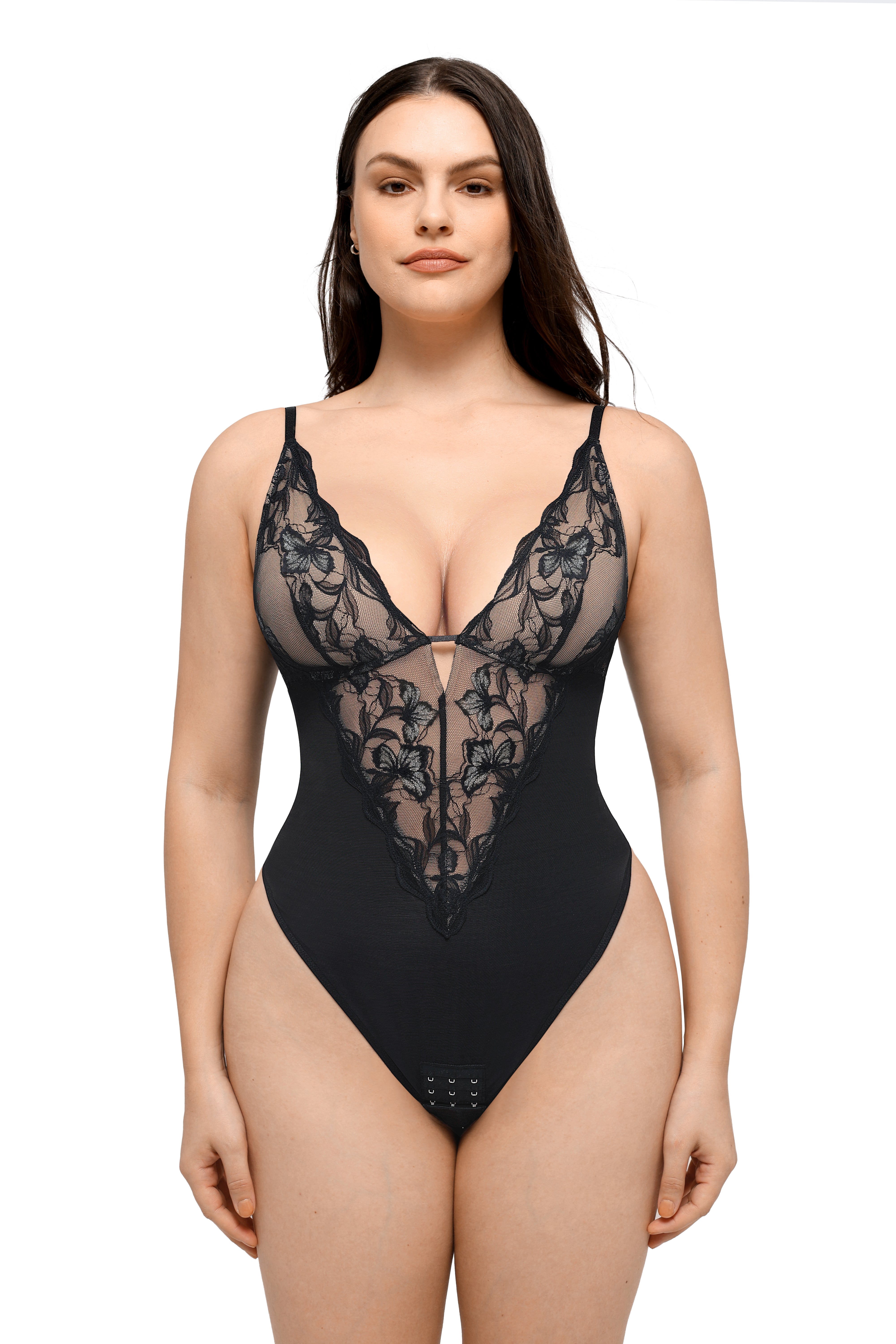 HeyCurve| Sculpting Lace Shapewear Thong Bodysuit