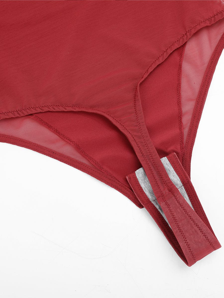 HeyCurve| Gennemsigtig Mesh Slip Shapewear Mavekontrol G-streng Bodysuit