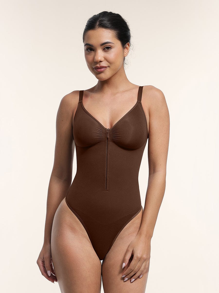 HeyCurve| Sømløs plunge bryststøtte bodysuit med clips indeni