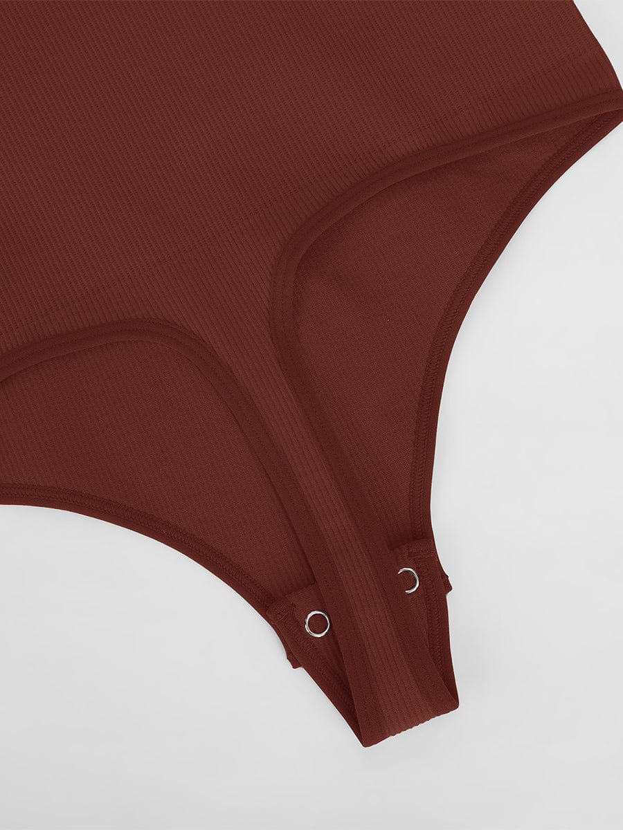 HeyCurve| Sømløs ribbet sexet hul scoop hals talje mavekontrol thong bodysuit