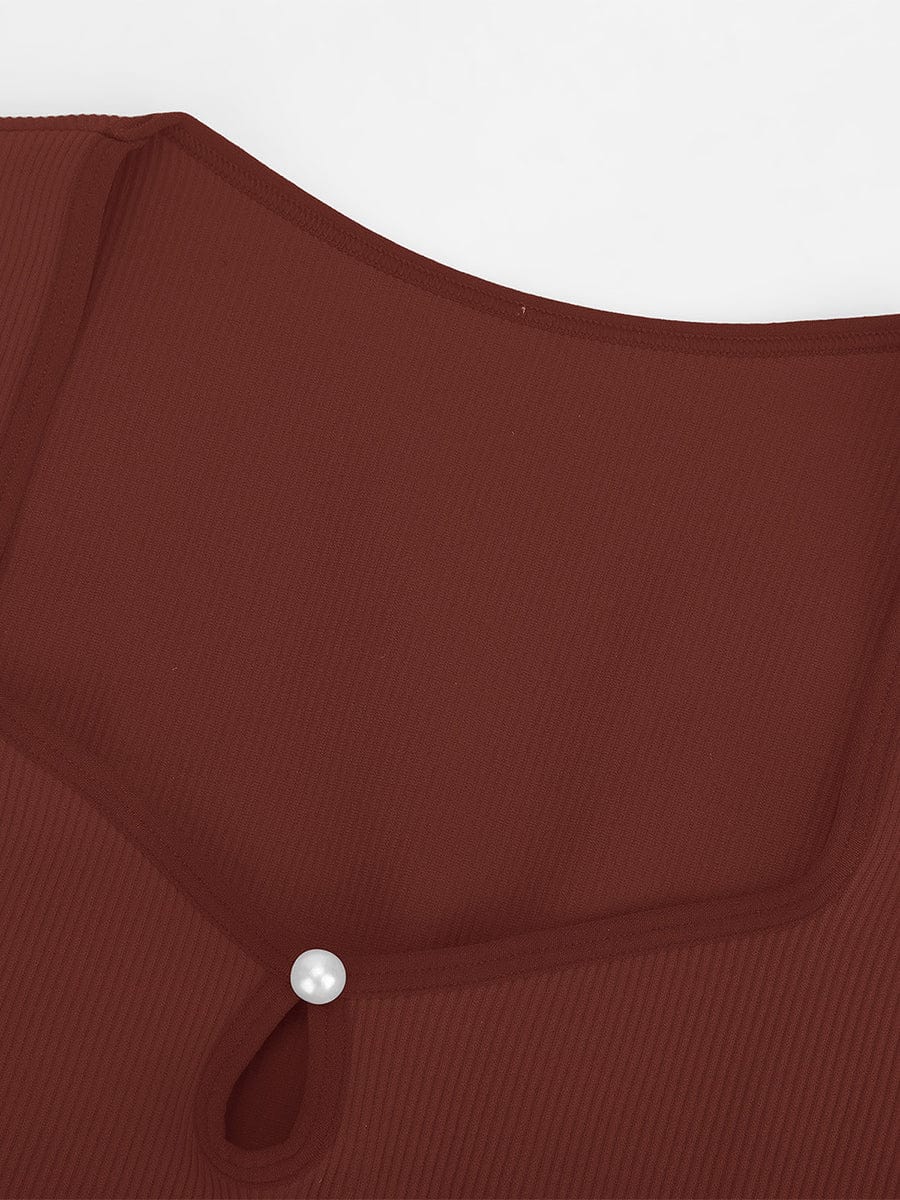 HeyCurve| Sømløs ribbet sexet hul scoop hals talje mavekontrol thong bodysuit