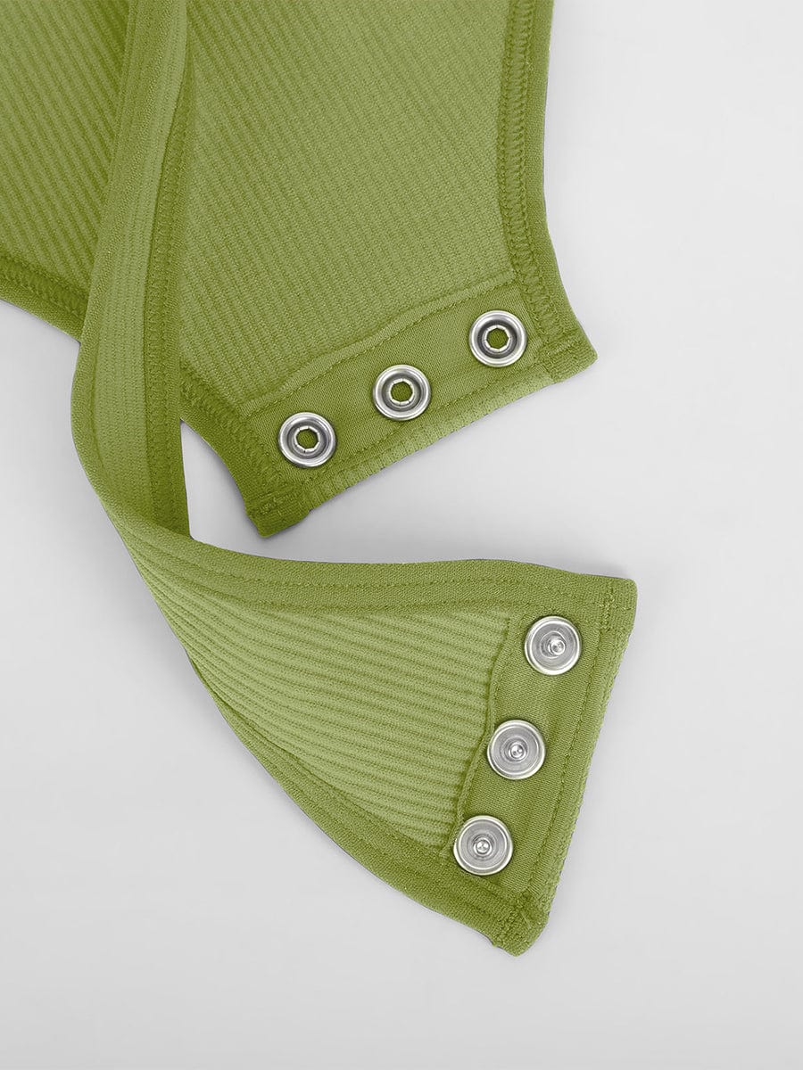 HeyCurve| Sømløs ribbet sexet hul scoop hals talje mavekontrol thong bodysuit