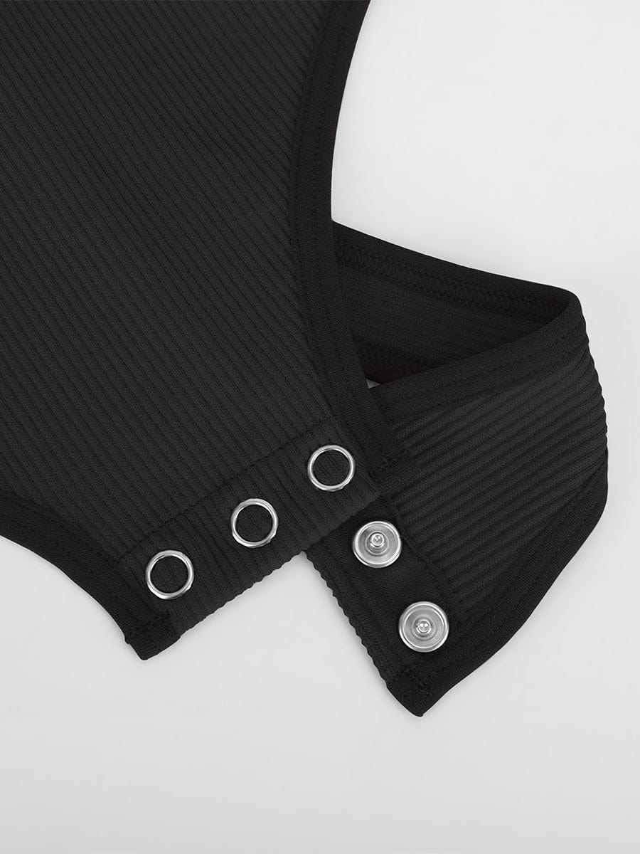 HeyCurve| Sømløs ribbet sexet hul scoop hals talje mavekontrol thong bodysuit