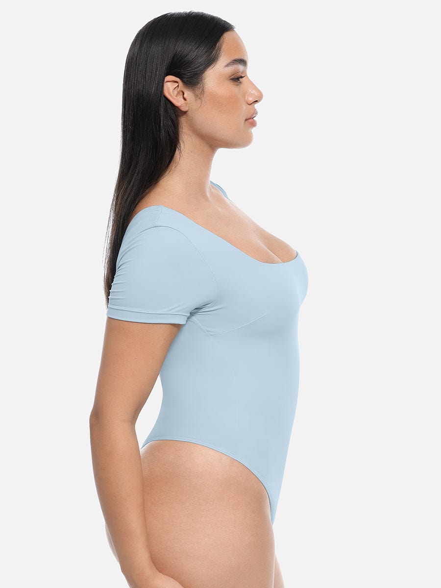 HeyCurve| Square-hals Kortærmet Mavekontrol Body