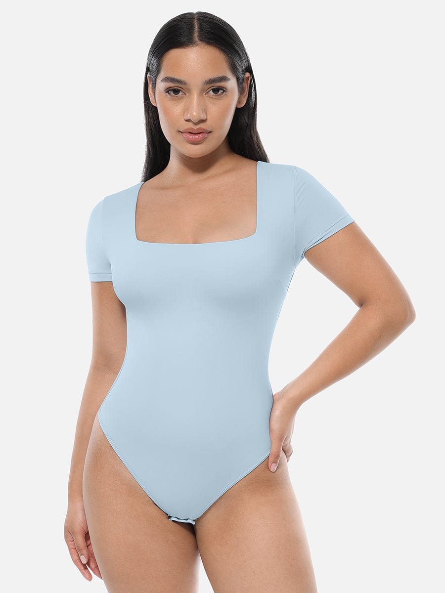 HeyCurve| Square-hals Kortærmet Mavekontrol Body