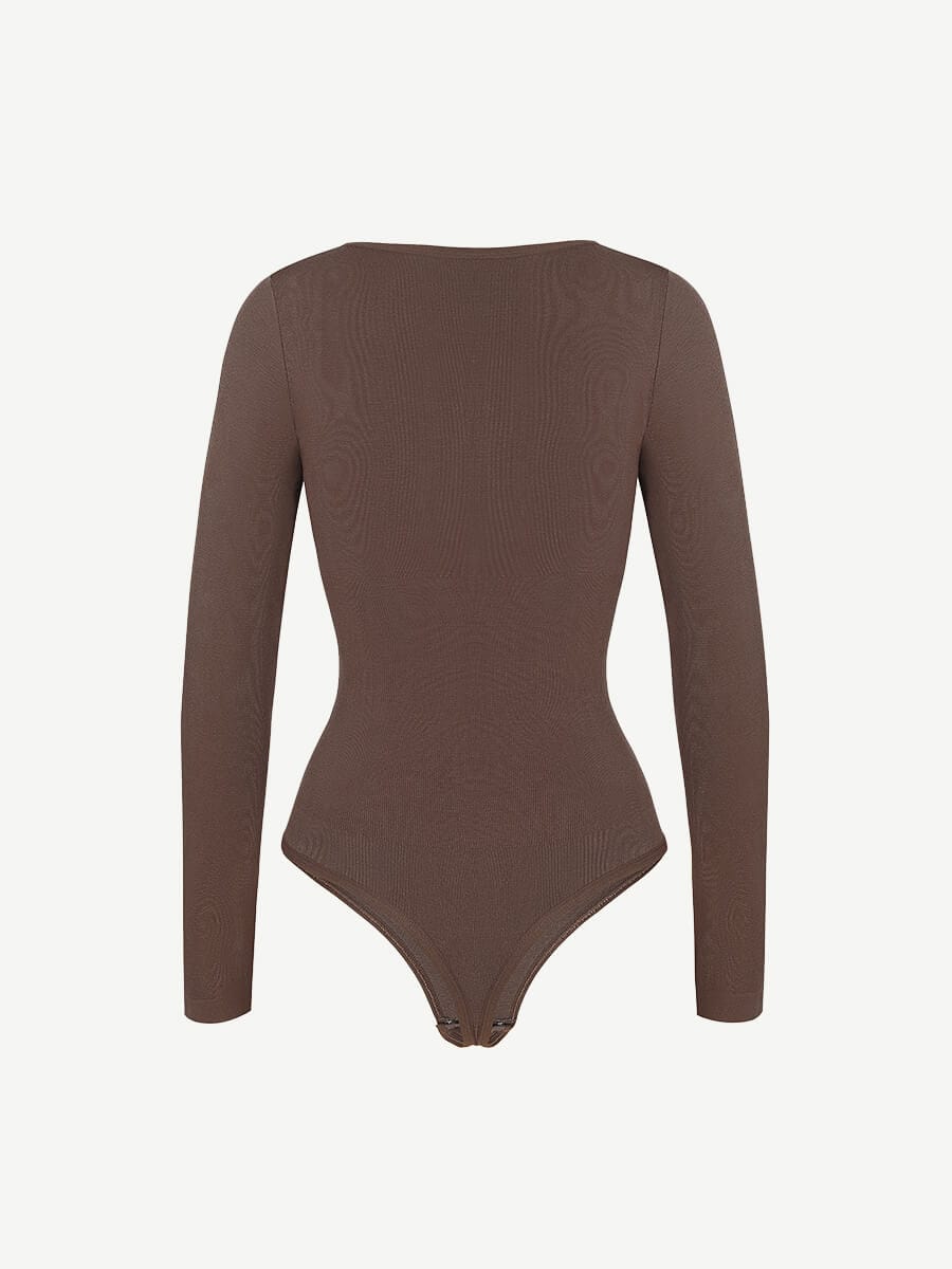 HeyCurve| Seamless Outer Long Sleeve Thong Bodysuit