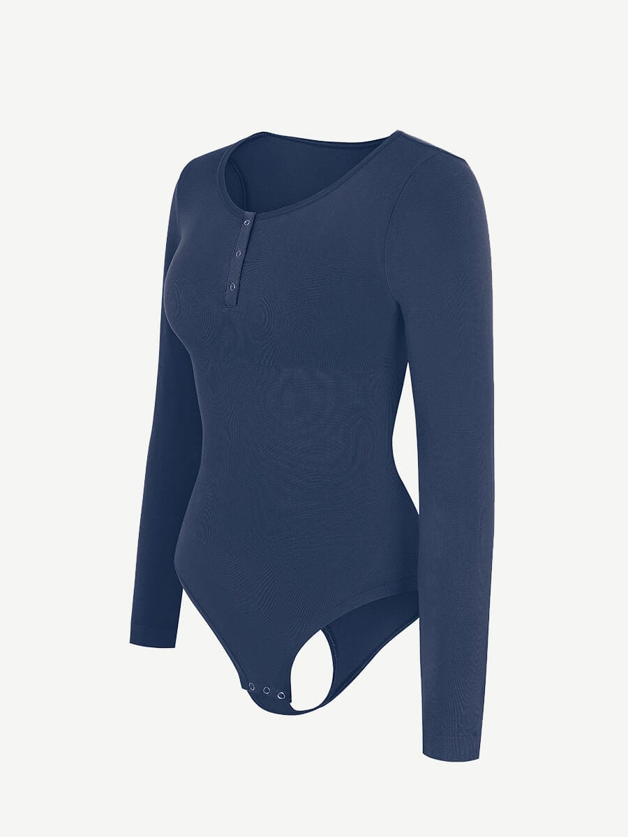 HeyCurve| Seamless Outer Long Sleeve Thong Bodysuit