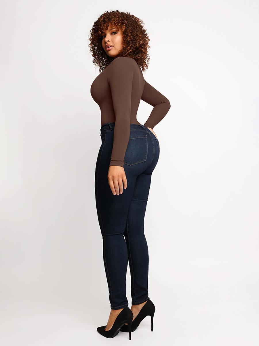 HeyCurve| Seamless Outer Long Sleeve Thong Bodysuit