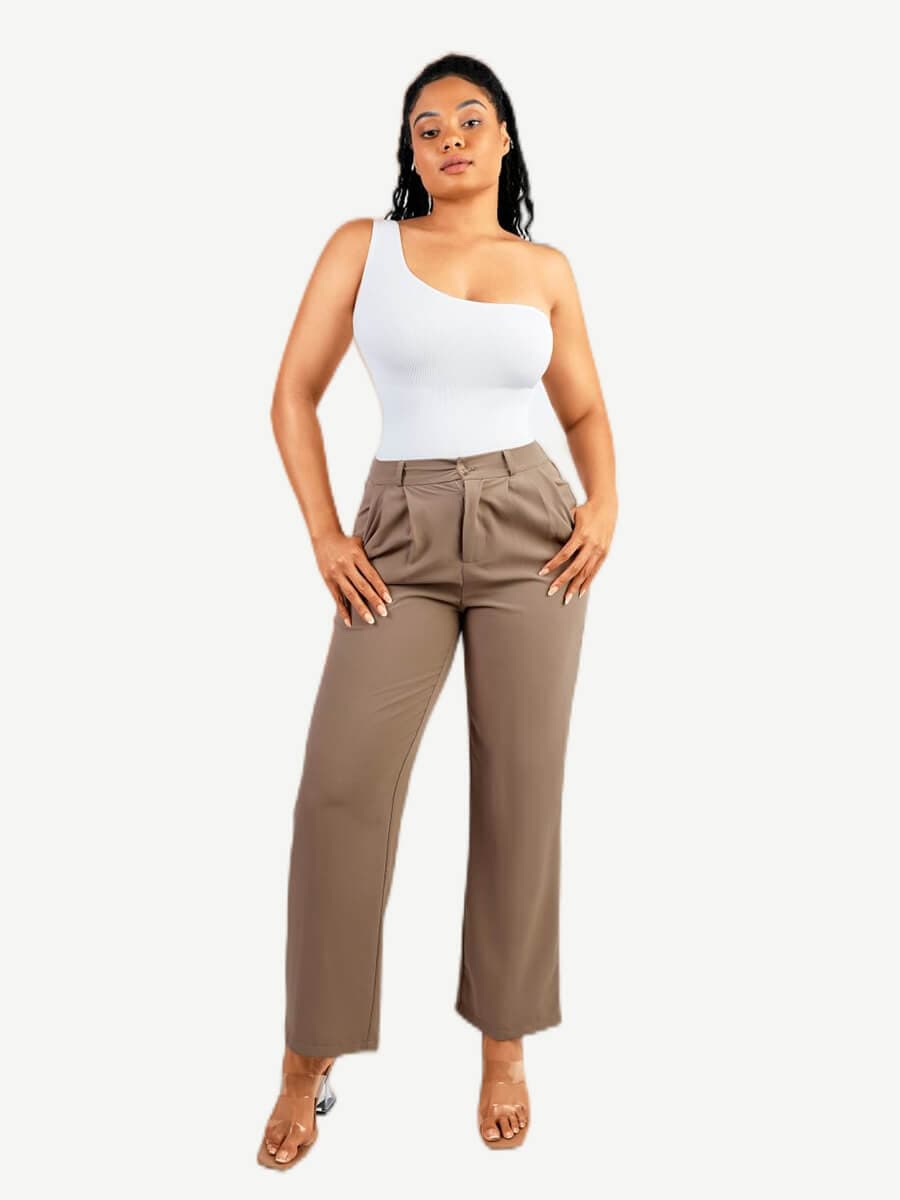 HeyCurve| Sømløs Én-Skulder Taljeformende Mavekontrol Kropsdragt Bodysuit