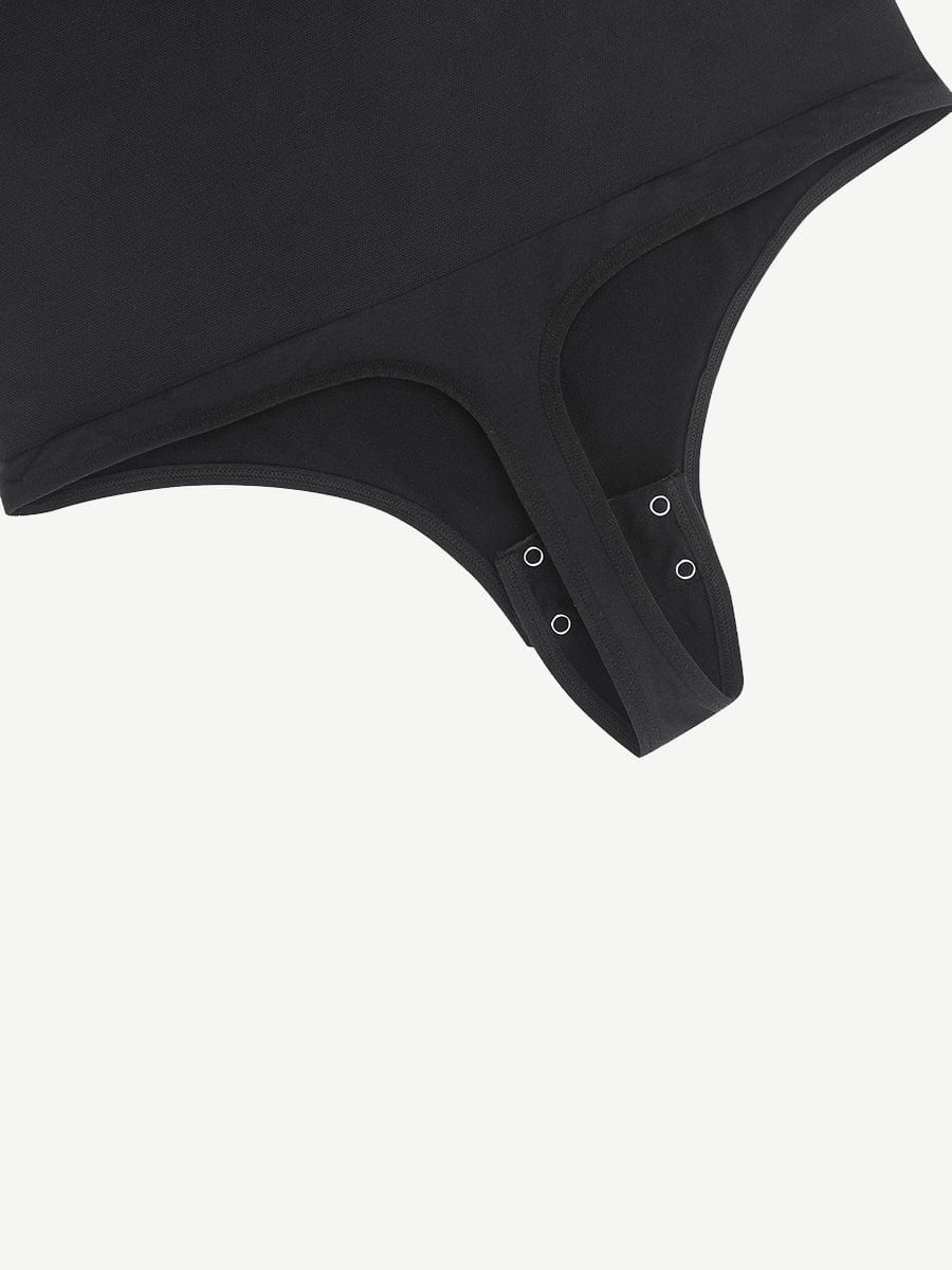 HeyCurve| Sømløs diagonal hals langærmet taljetrimmet thong bodysuit