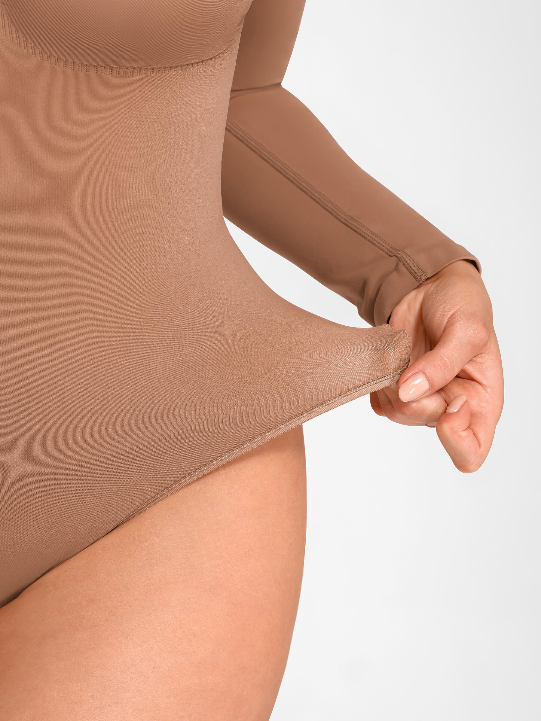 Hey Curve| Sömlös långärmad bröststöd magekontroll tanga bodysuit