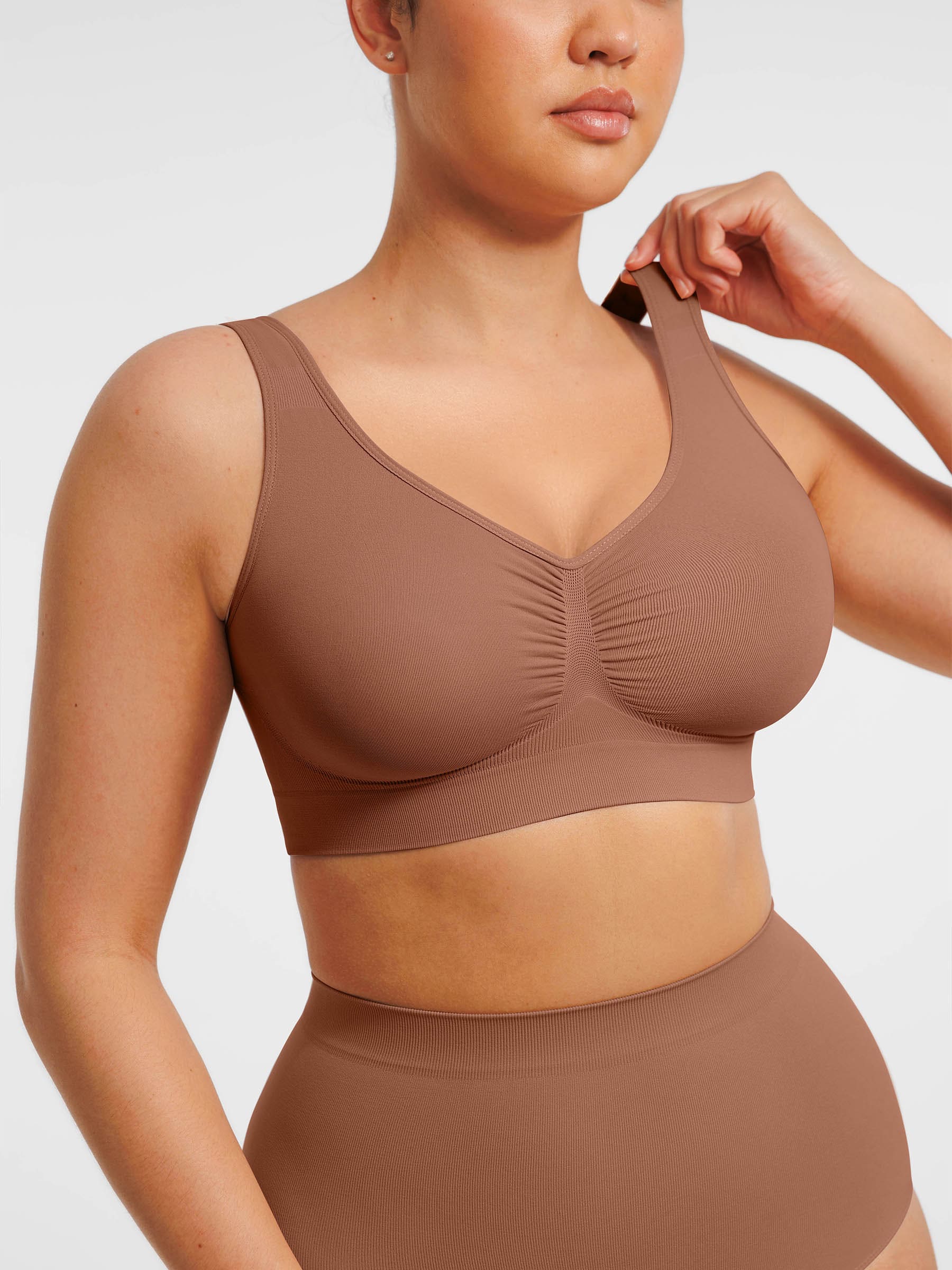 HeyCurve|Seamless Wide Straps Bra  & Seamless Tummy Control Brief Set