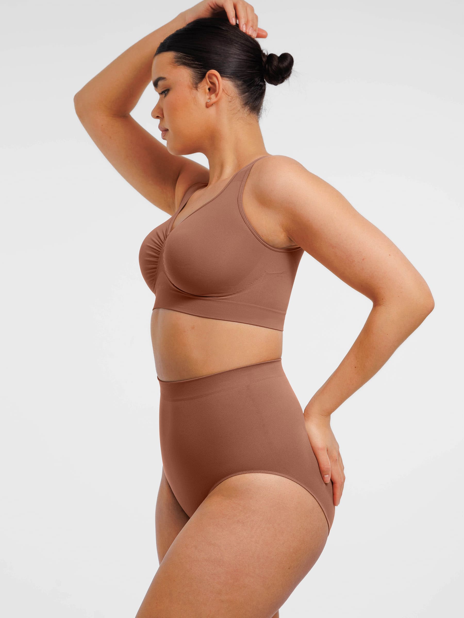 HeyCurve|Seamless Wide Straps Bra  & Seamless Tummy Control Brief Set