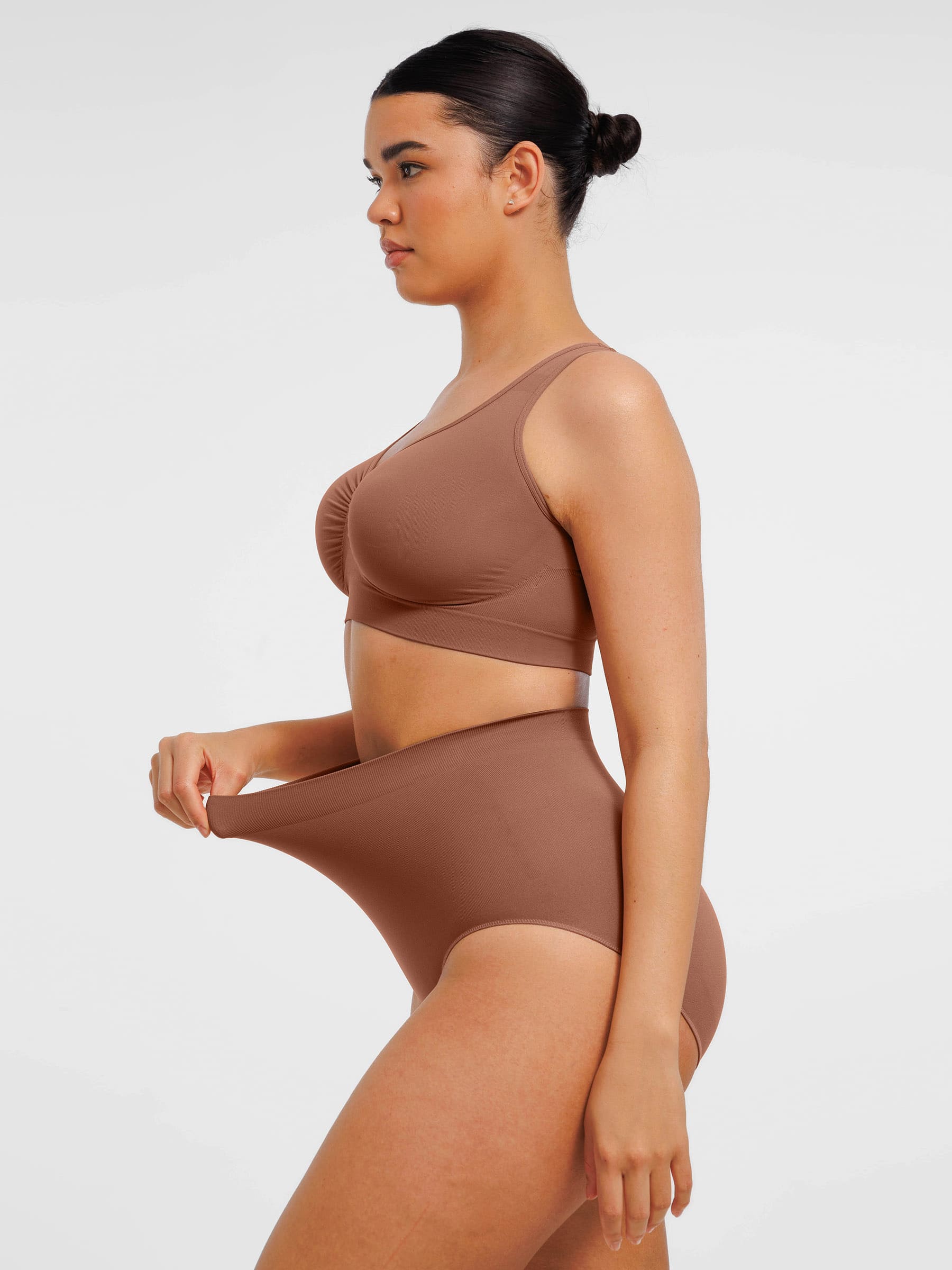 HeyCurve|Seamless Wide Straps Bra  & Seamless Tummy Control Brief Set