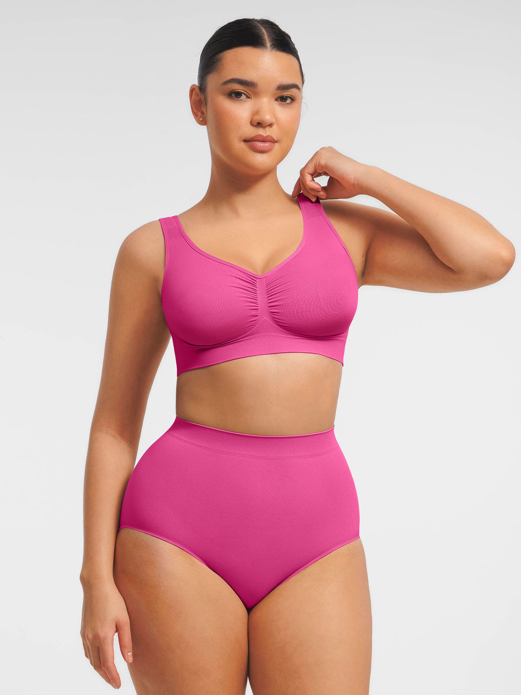 HeyCurve|Seamless Wide Straps Bra  & Seamless Tummy Control Brief Set