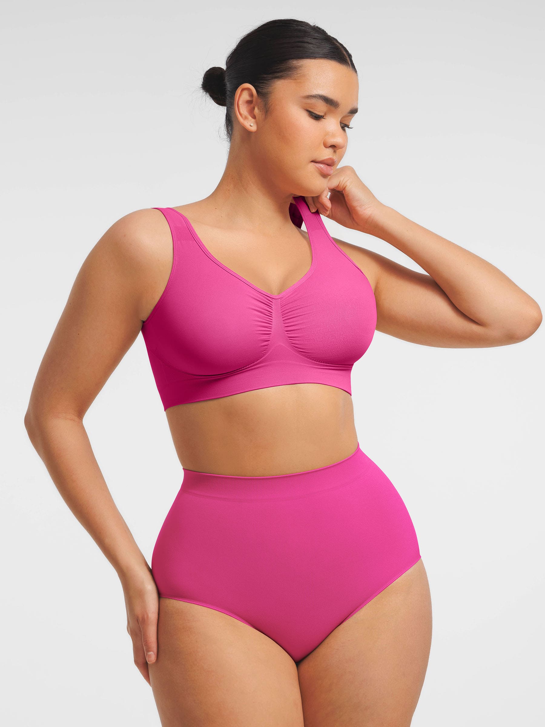 HeyCurve|Seamless Wide Straps Bra  & Seamless Tummy Control Brief Set