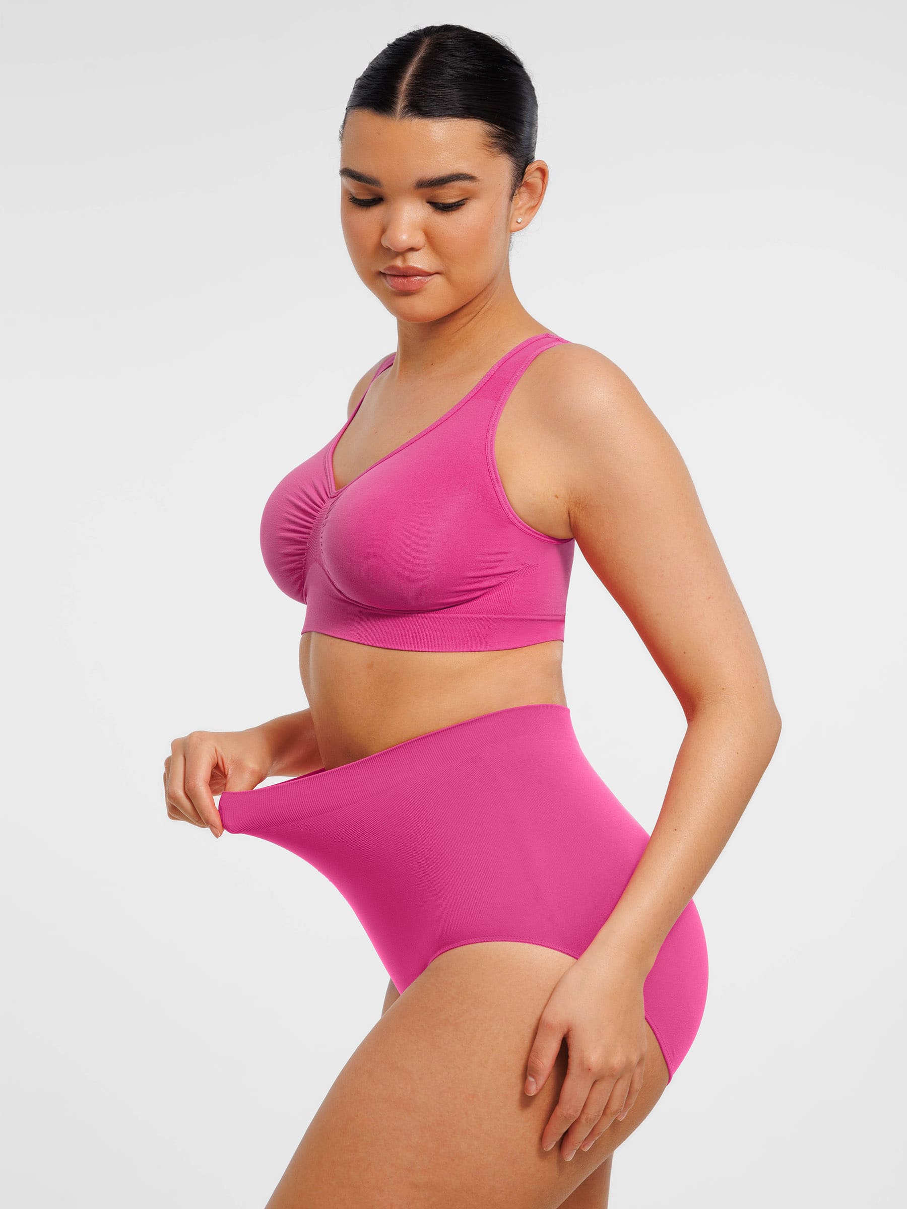 HeyCurve|Seamless Wide Straps Bra  & Seamless Tummy Control Brief Set