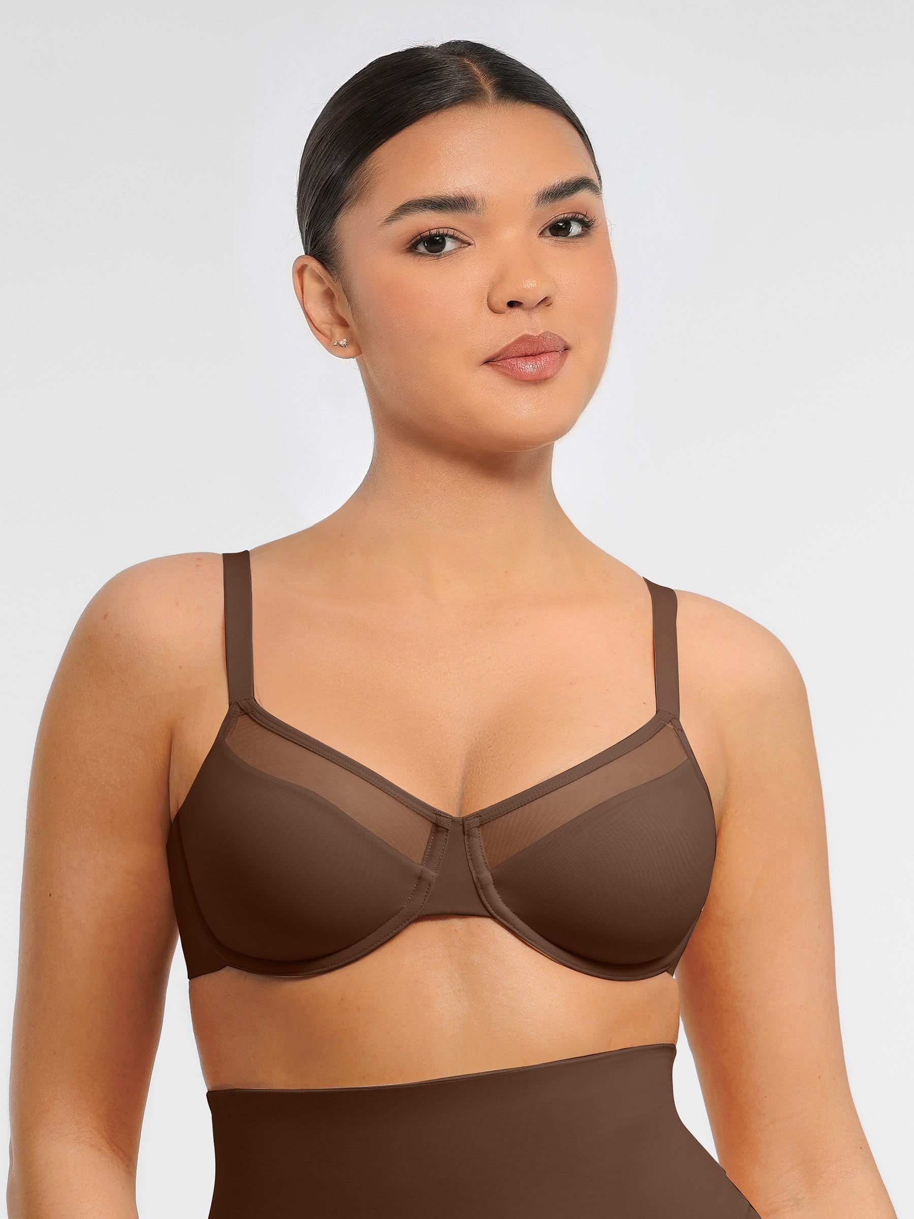 HeyCurve| Sheer Mesh Full Coverage Unpadded Underwire Bra