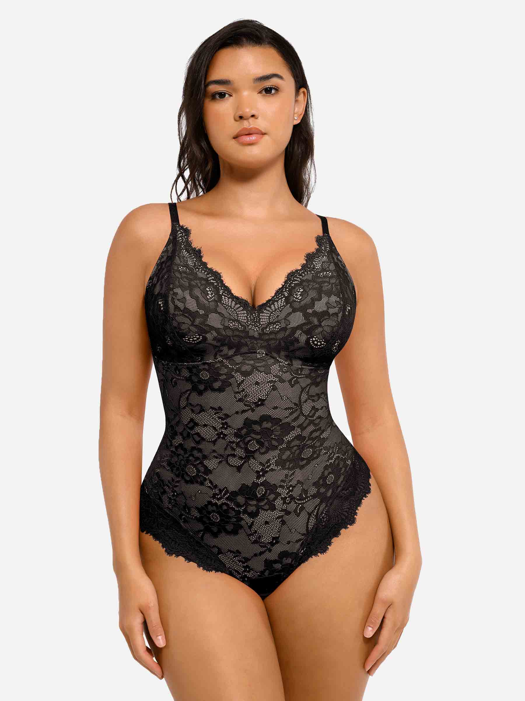 Hey Curve| Spets V-ringad helkroppsdress