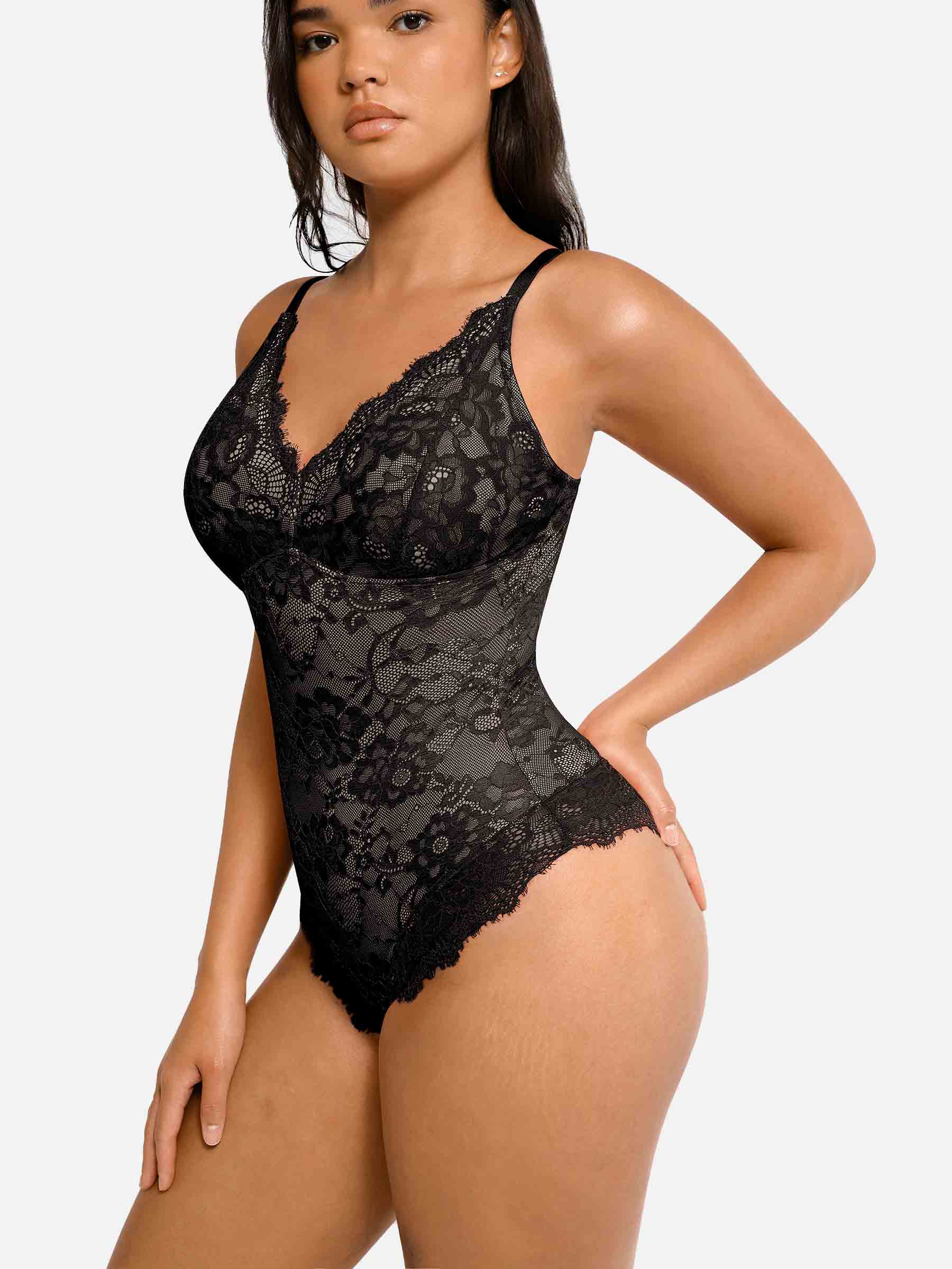 Hey Curve| Spets V-ringad helkroppsdress