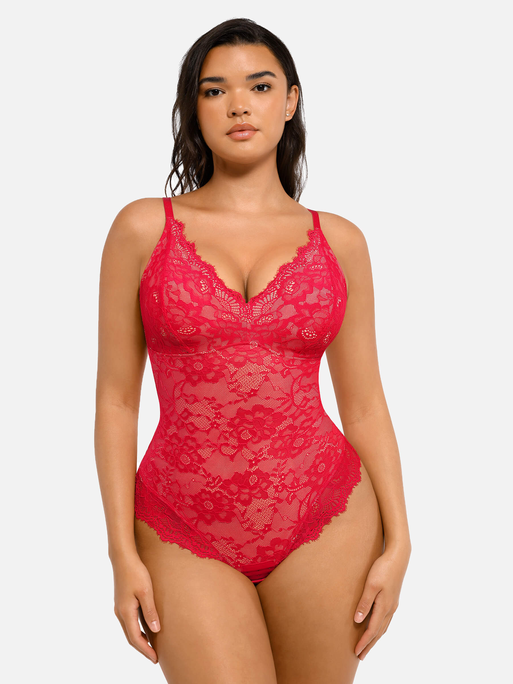 Hey Curve| Spets V-ringad helkroppsdress