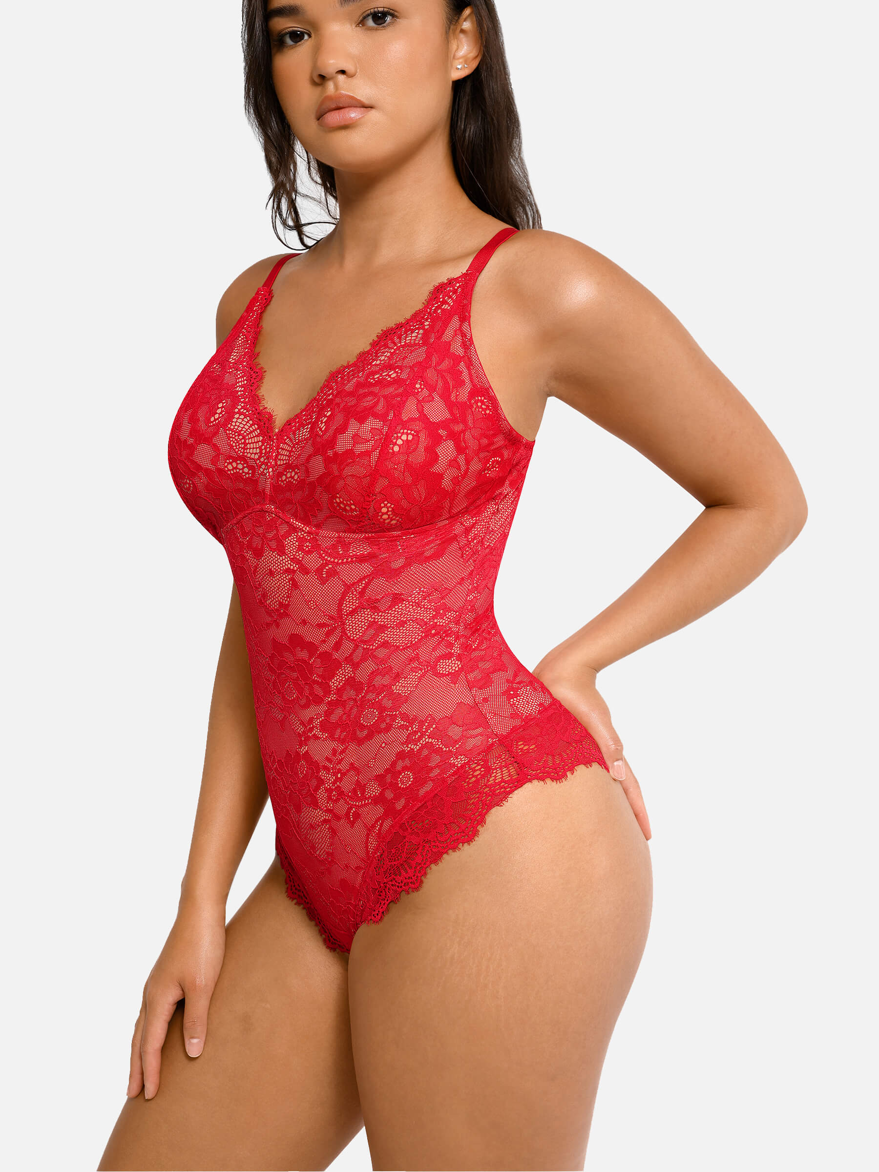 Hey Curve| Spets V-ringad helkroppsdress