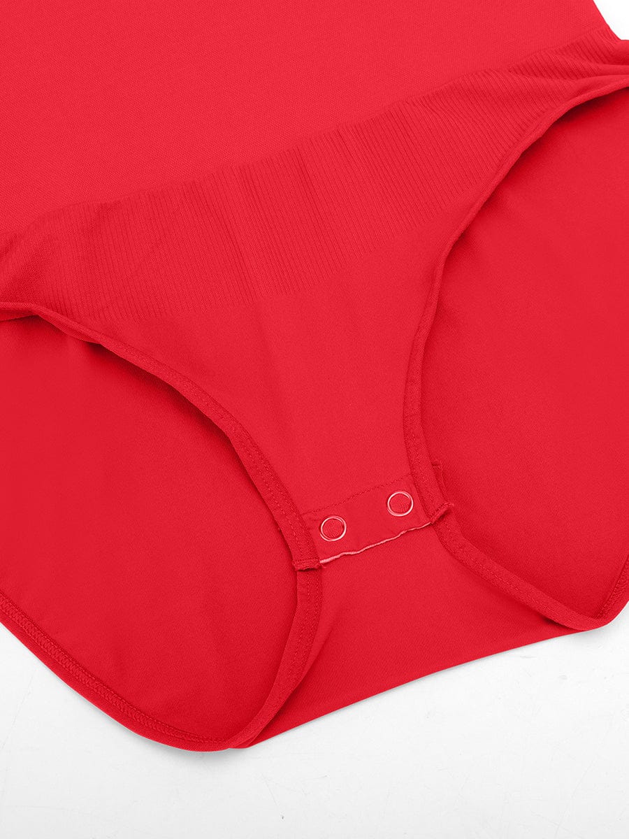 HeyCurve| Sømløs crew neck langærmet mavekontrol bodystocking med trykknap i skridtet