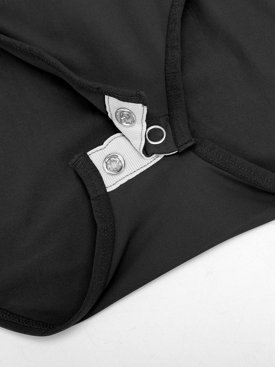 HeyCurve| Sømløs crew neck langærmet mavekontrol bodystocking med trykknap i skridtet