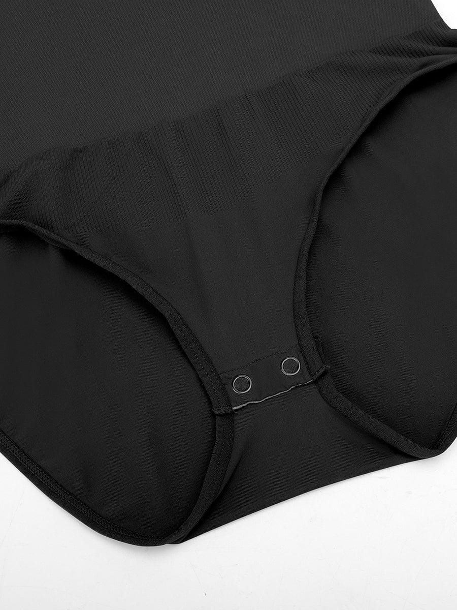 HeyCurve| Sømløs crew neck langærmet mavekontrol bodystocking med trykknap i skridtet