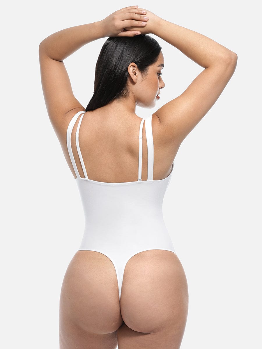 HeyCurve| Blonder V-hals T-back Talje og maveformende G-streng Bodystocking